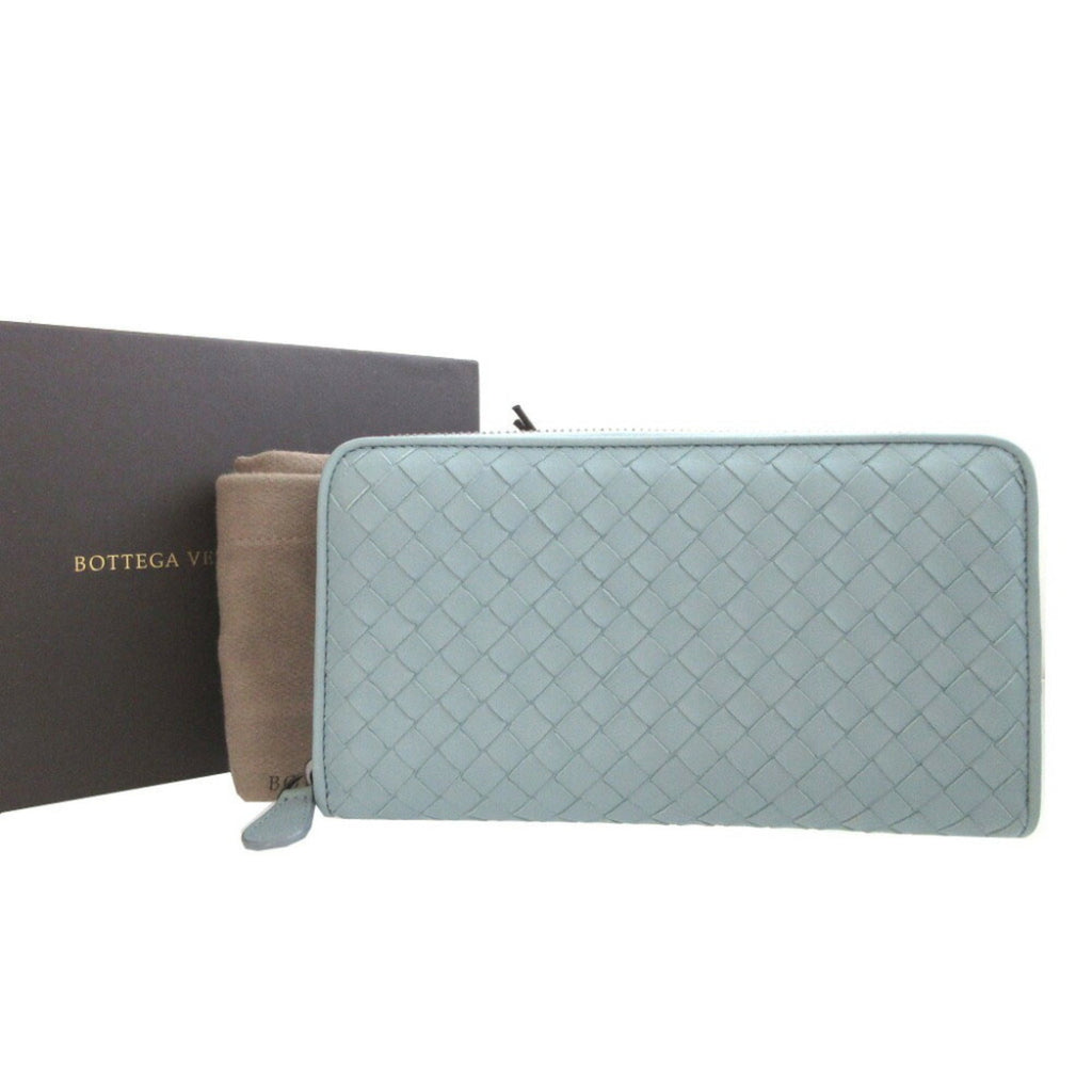 Bottega Veneta Light Blue Leather Long Wallet (Bi-Fold) (Pre-Owned)