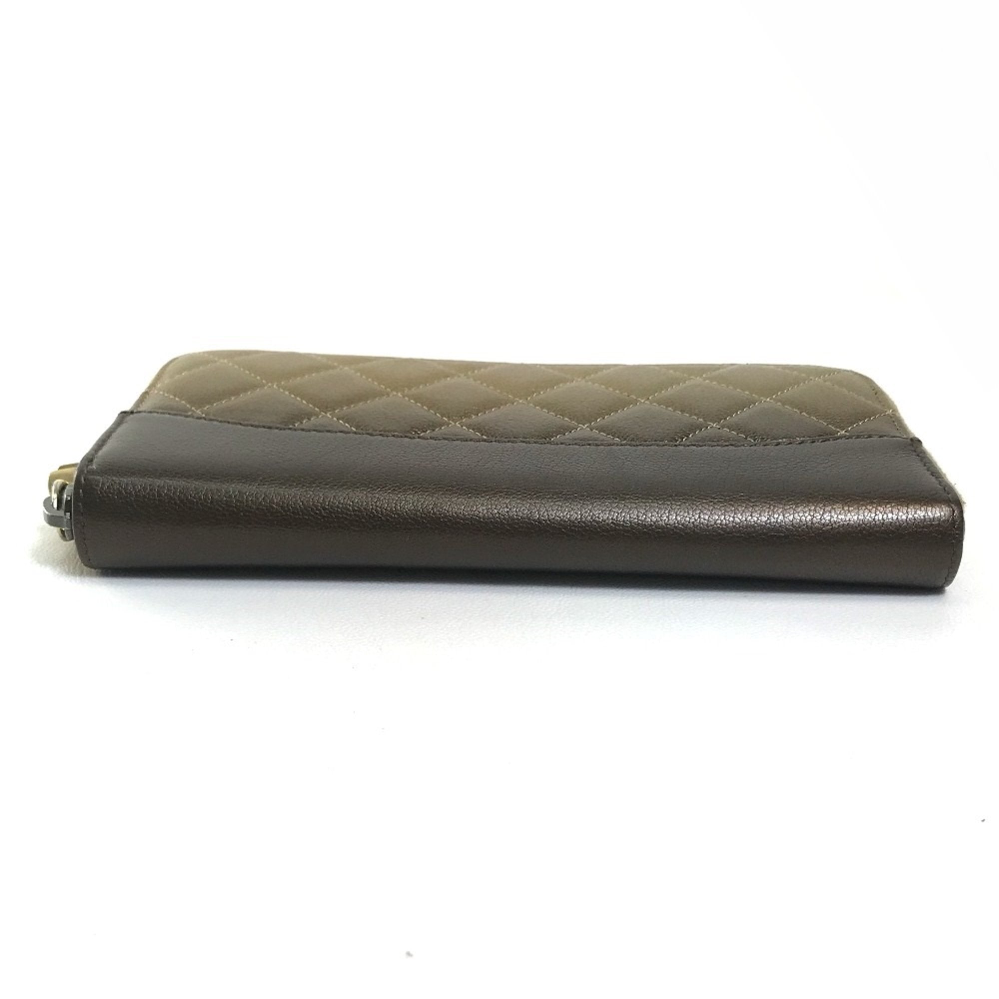 Chanel Gold Leather Long Wallet (Bi-Fold) (Pre-Owned)