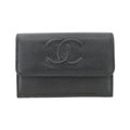 Chanel Black Grained Calfskin Wallet (Tri-Fold) (Pre-Owned)