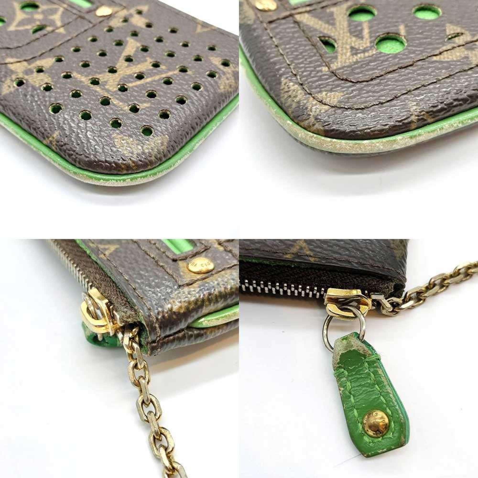 Louis Vuitton Brown Green Vert Monogram Perforated Coin Purse/Coin Case (Pre-Owned)