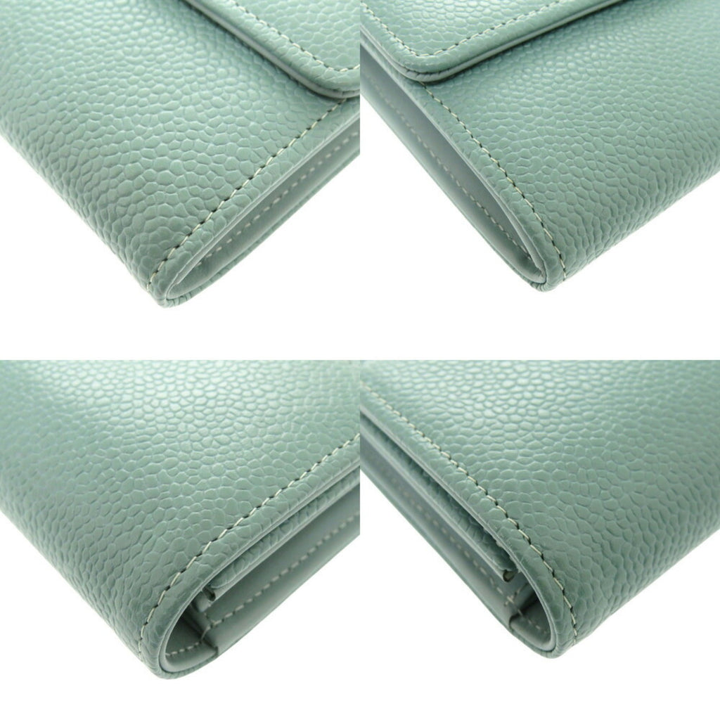 Chanel Green Grained Calfskin Long Wallet (Bi-Fold) (Pre-Owned)
