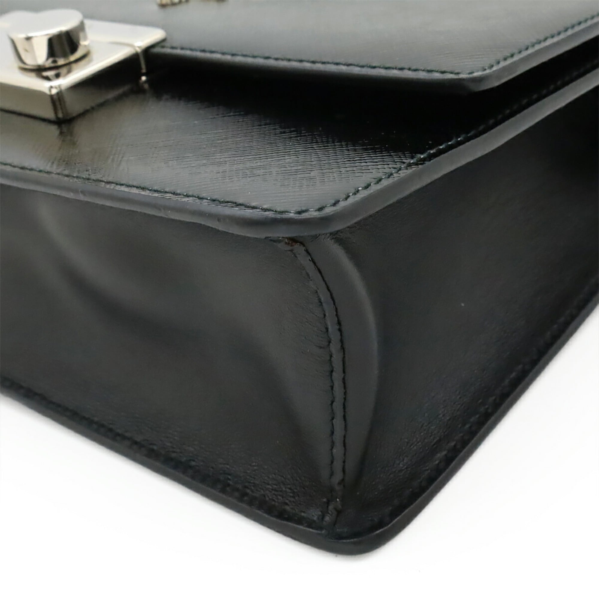 Prada Black Nero Leather Clutch Bag Shoulder Bag (Pre-Owned)