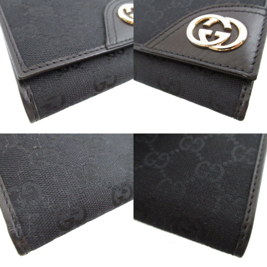 Gucci Black Gg Canvas Leather Wallet (Tri-Fold) (Pre-Owned)