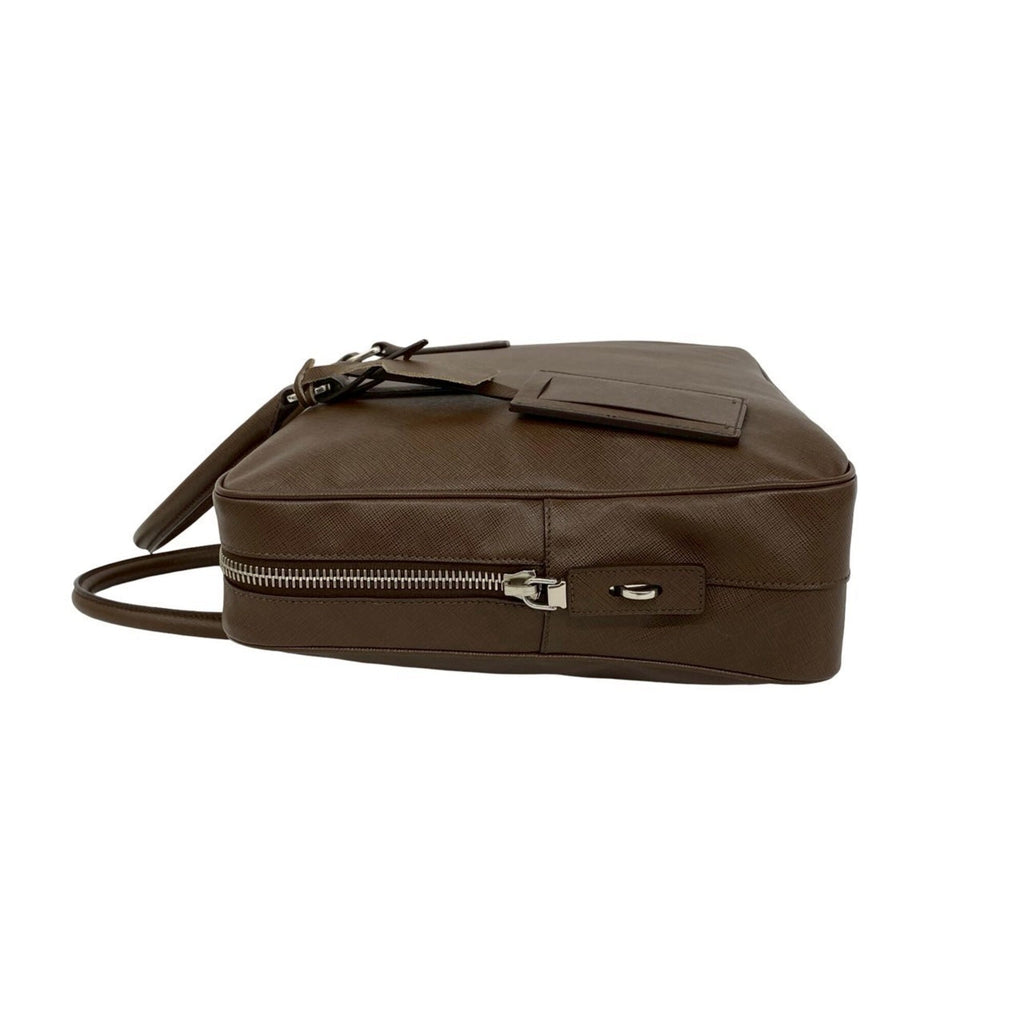 Prada Brown Leather Briefcase (Pre-Owned)