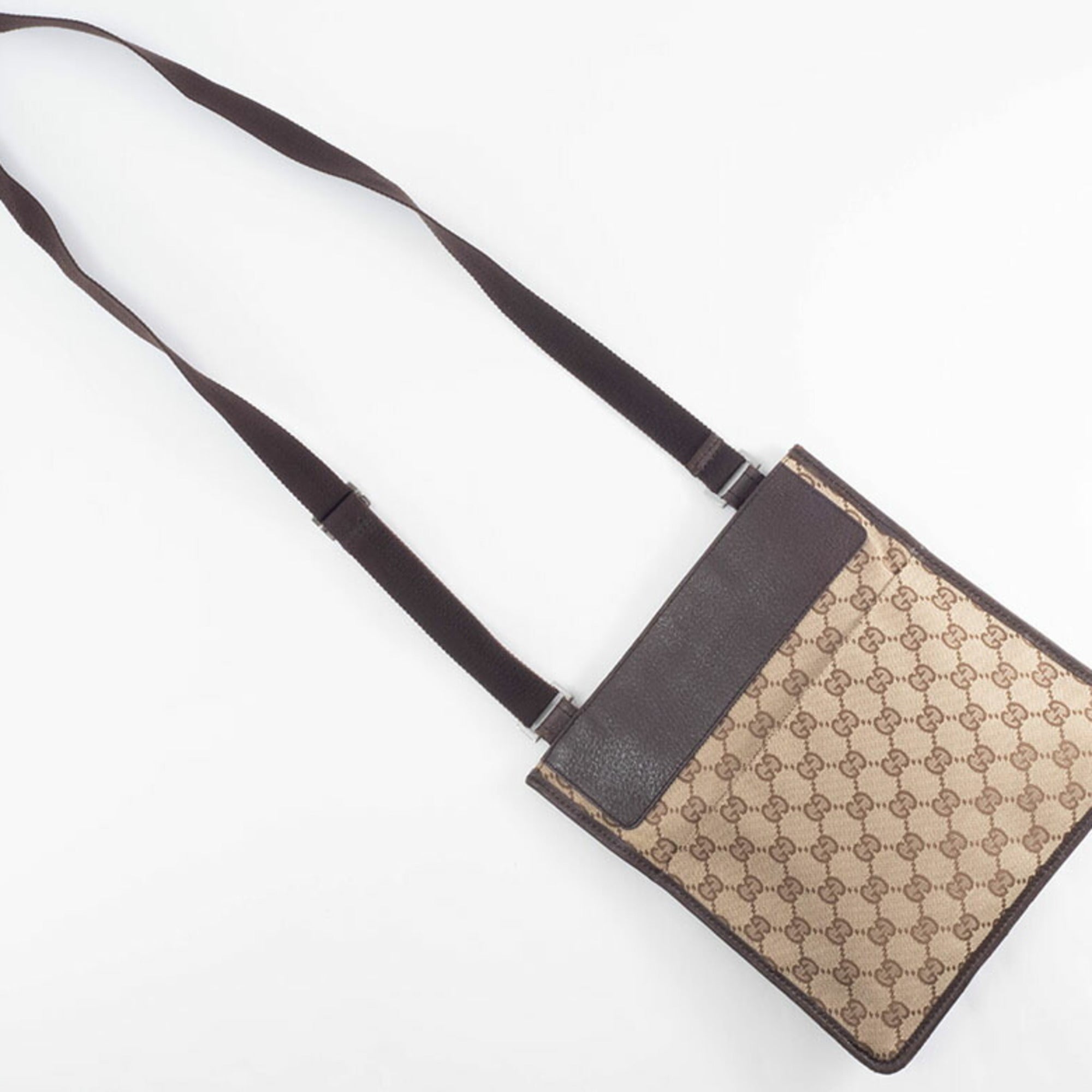 Gucci Gg Canvas Beige Brown Gg Canvas Leather Shoulder Bag (Pre-Owned)