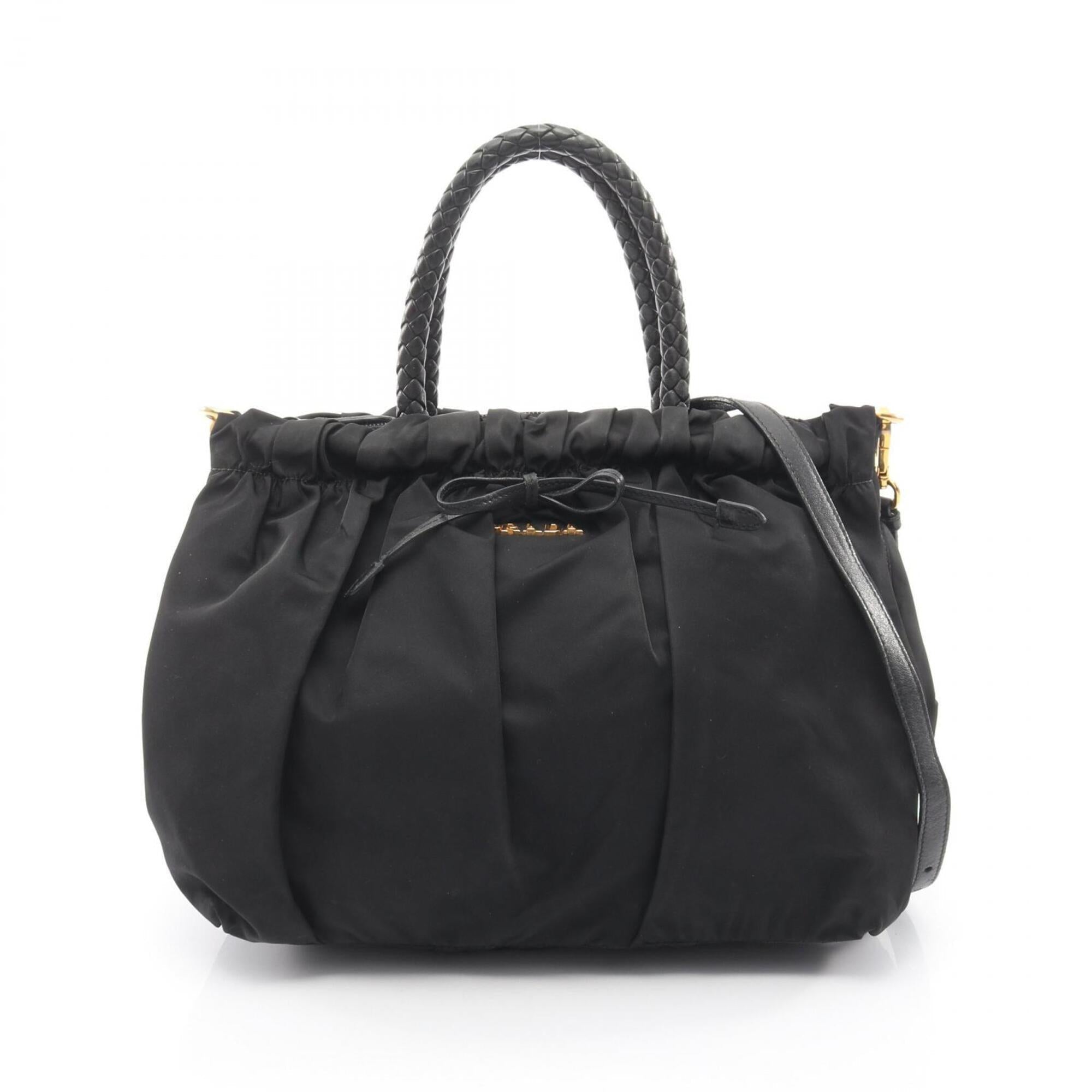 Prada Black Nylon Leather Handbag (Pre-Owned)
