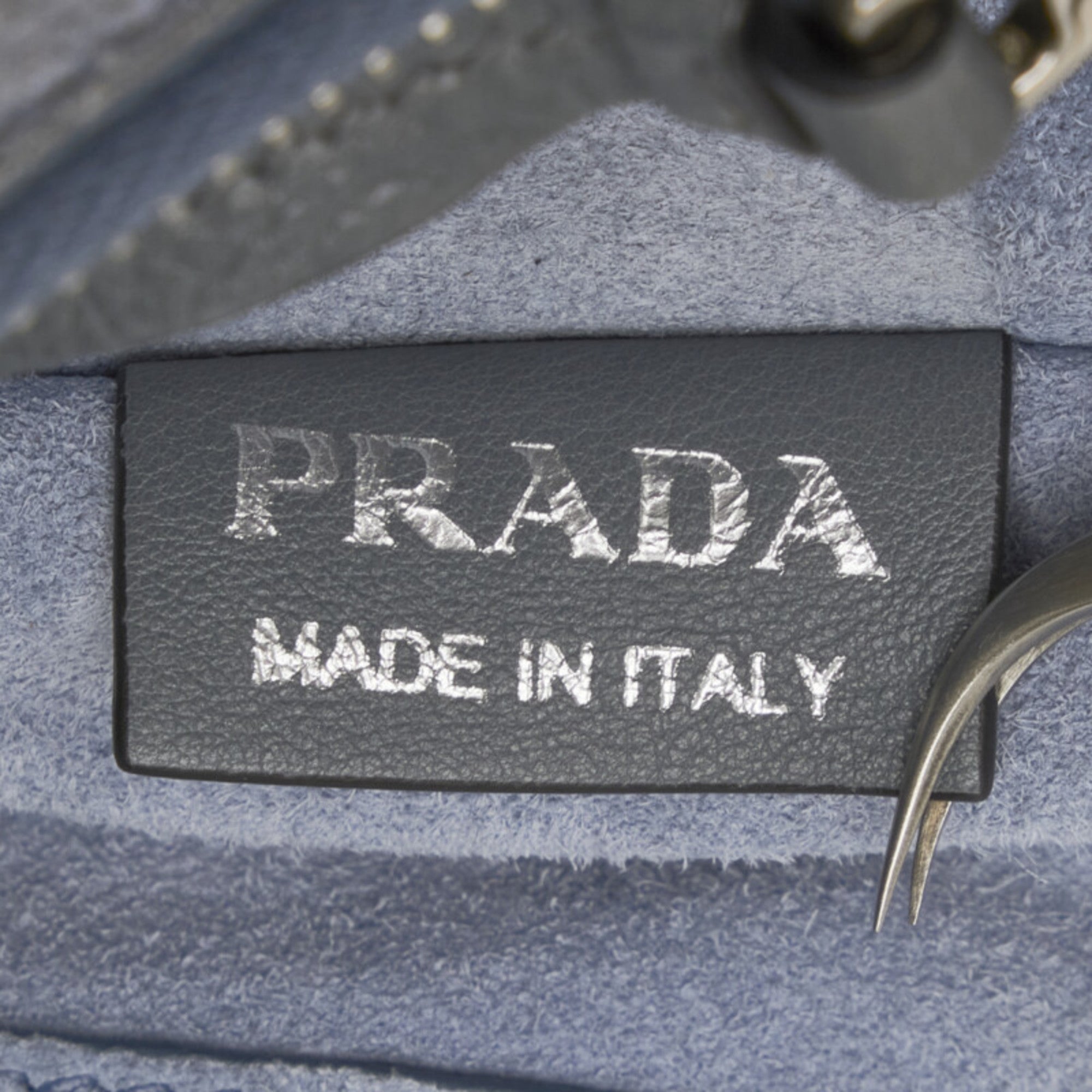 Prada Blue Light Blue Gray Leather Shoulder Bag Tote Bag (Pre-Owned)