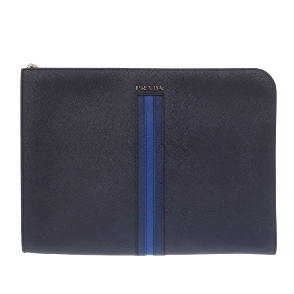 Prada Navy Leather Clutch Bag (Pre-Owned)