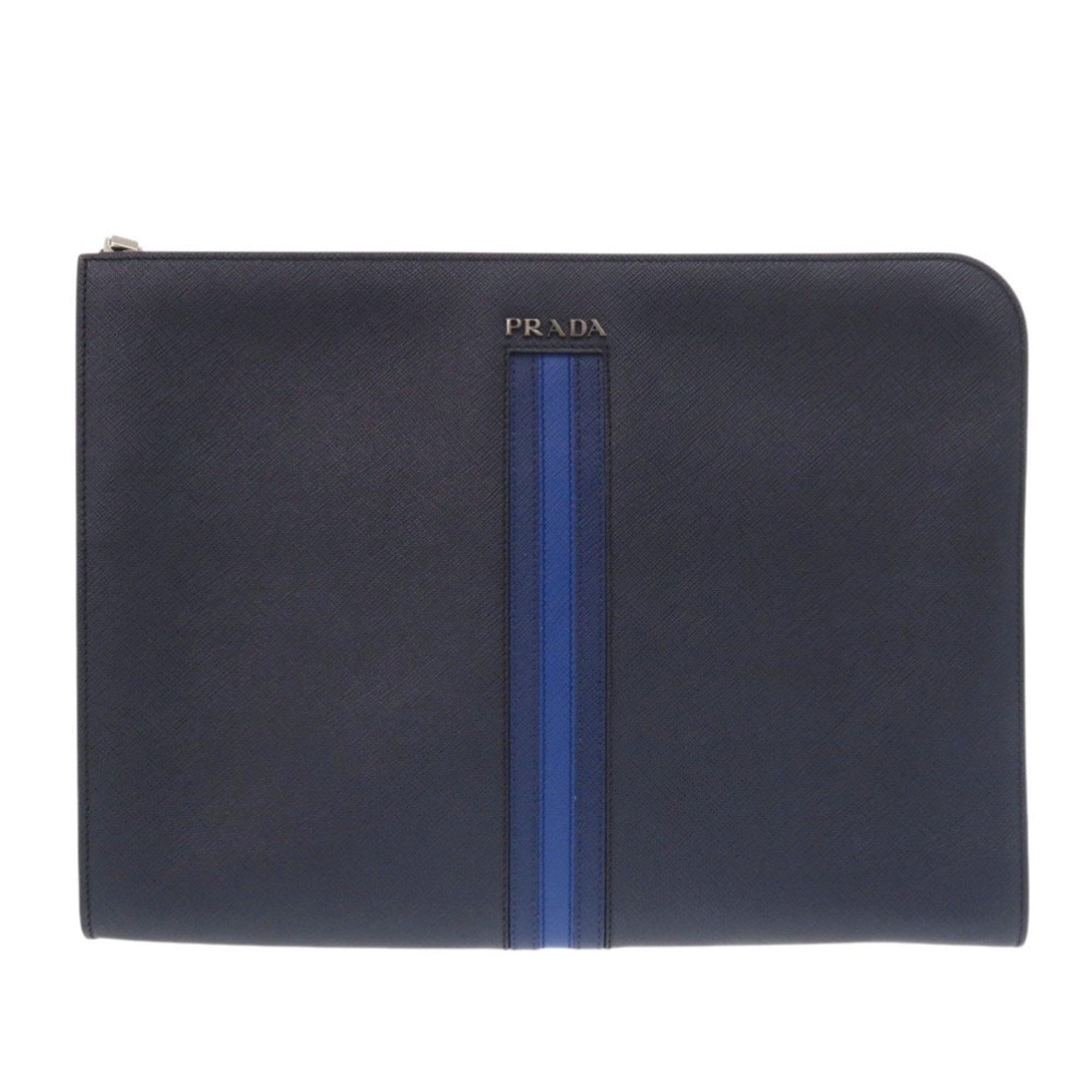 Prada Navy Leather Clutch Bag (Pre-Owned)