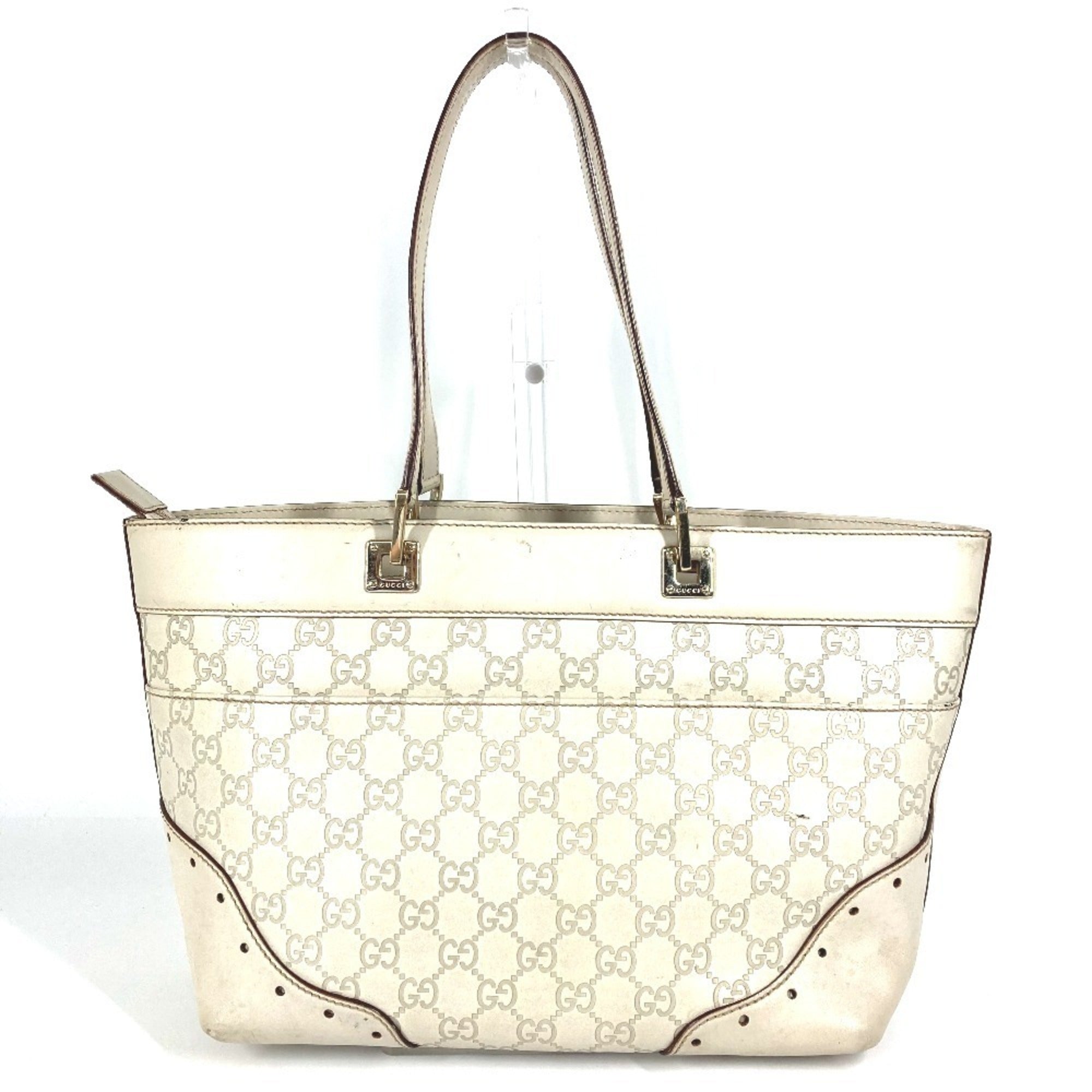 Gucci Off-White Leather Shoulder Bag Tote Bag (Pre-Owned)