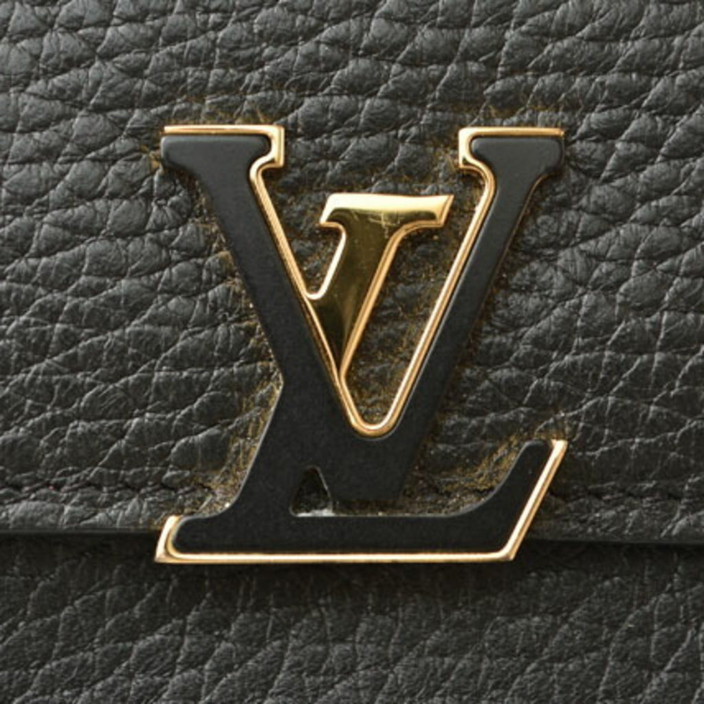 Louis Vuitton Taurillon Noir Leather Wallet (Tri-Fold) (Pre-Owned)