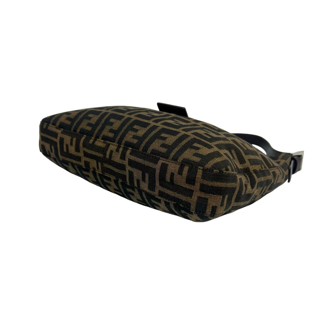 Fendi Black Brown Canvas Leather Shoulder Bag (Pre-Owned)