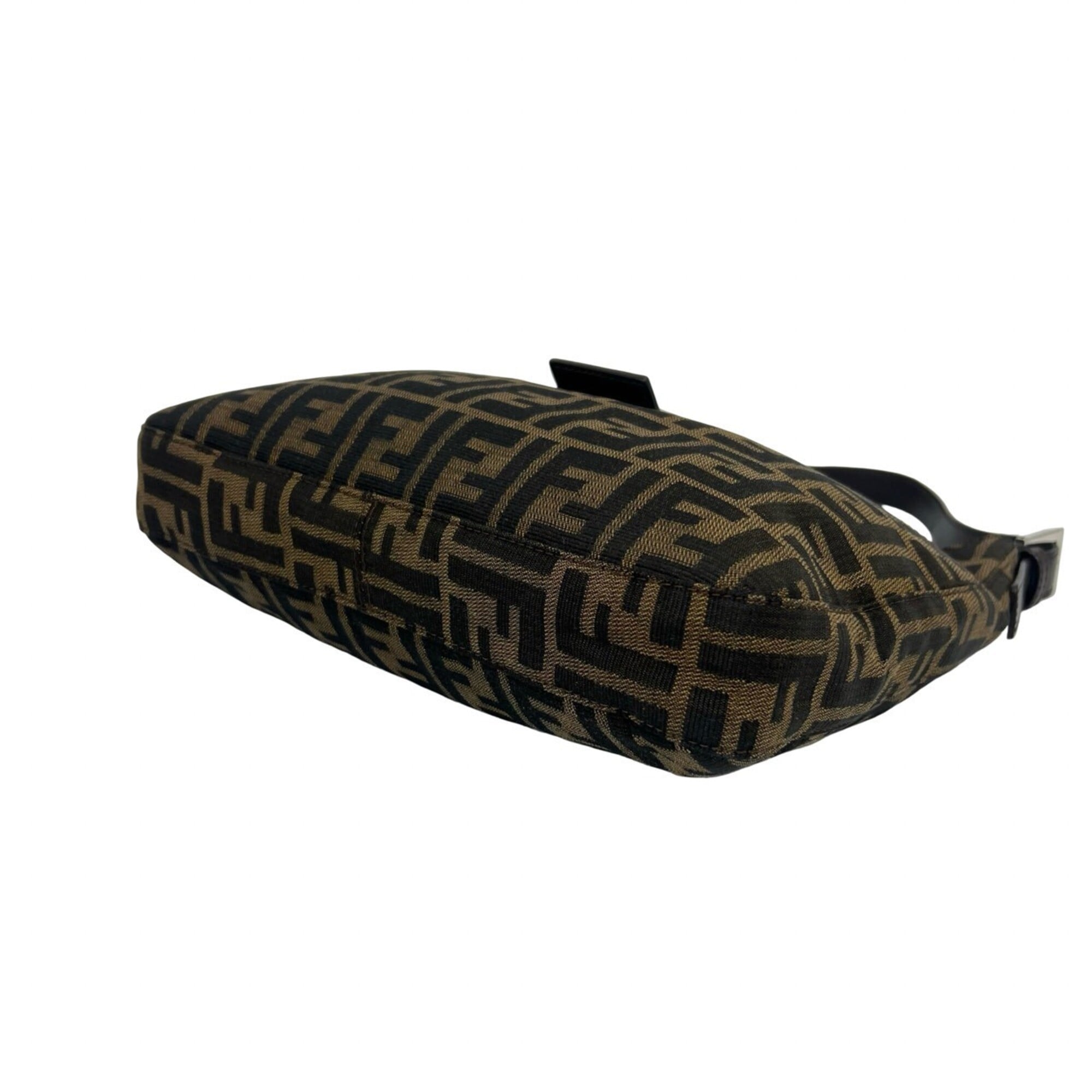 Fendi Black Brown Canvas Leather Shoulder Bag (Pre-Owned)