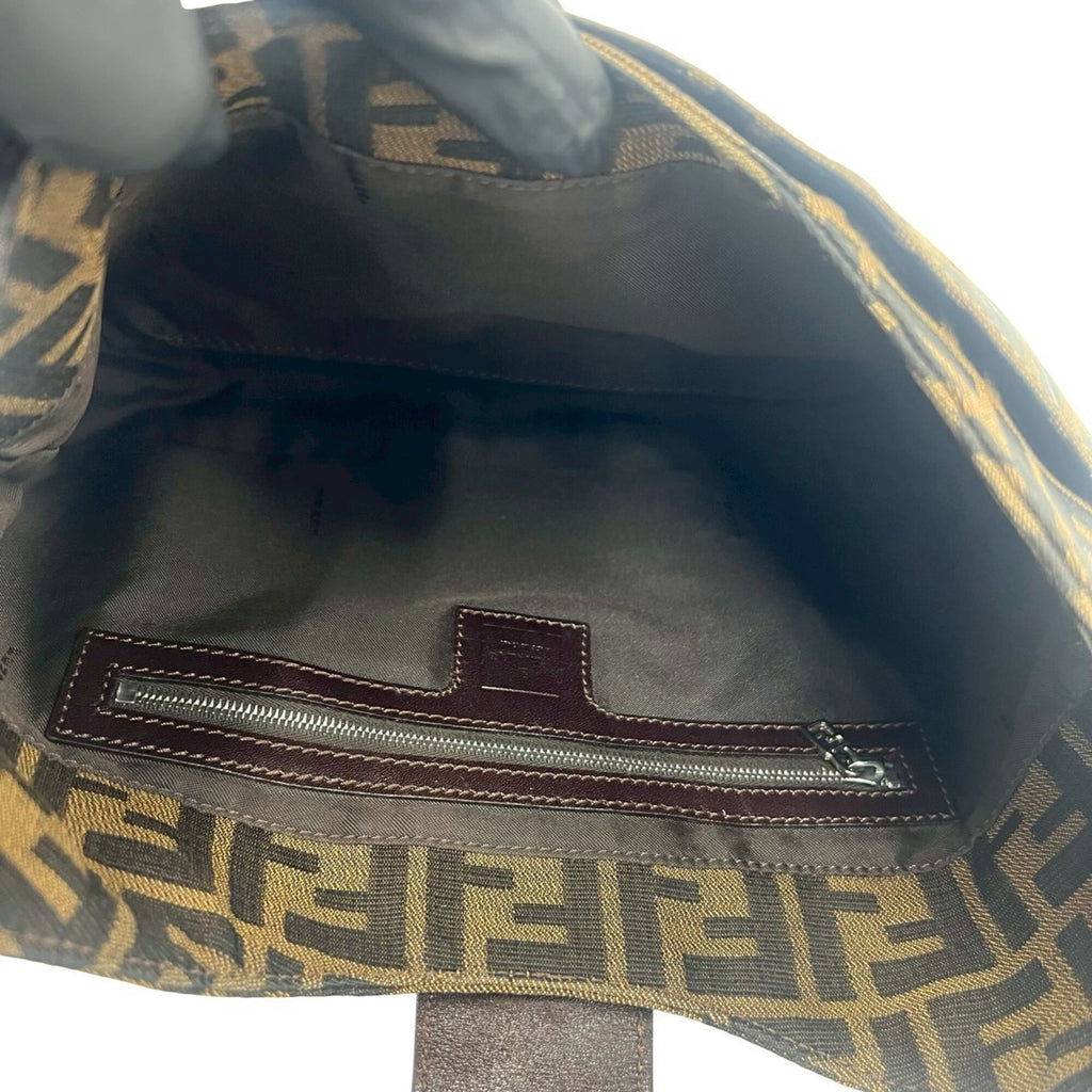 Fendi Black Brown Canvas Leather Shoulder Bag (Pre-Owned)