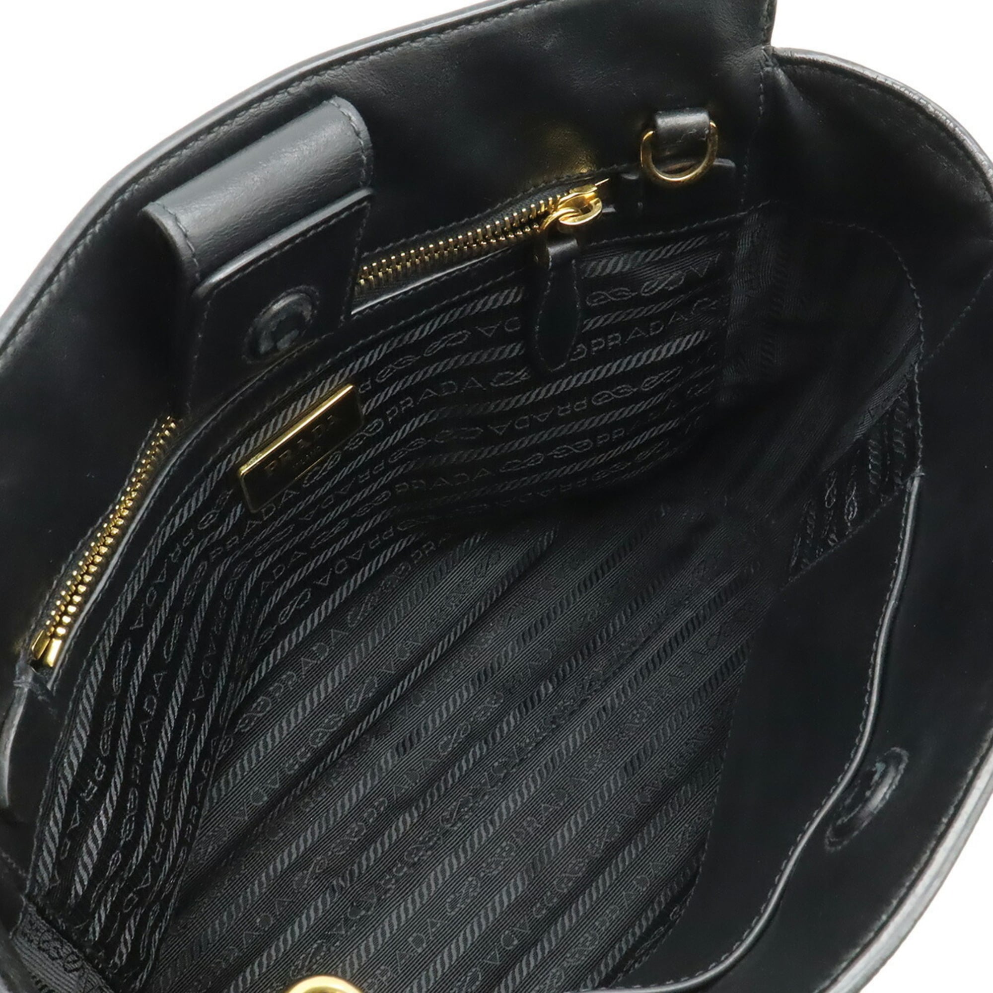Prada Saffiano Black Nero Leather Handbag Shoulder Bag (Pre-Owned)