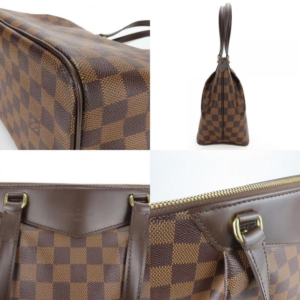Louis Vuitton Brown Damier Canvas Leather Tote Bag (Pre-Owned)