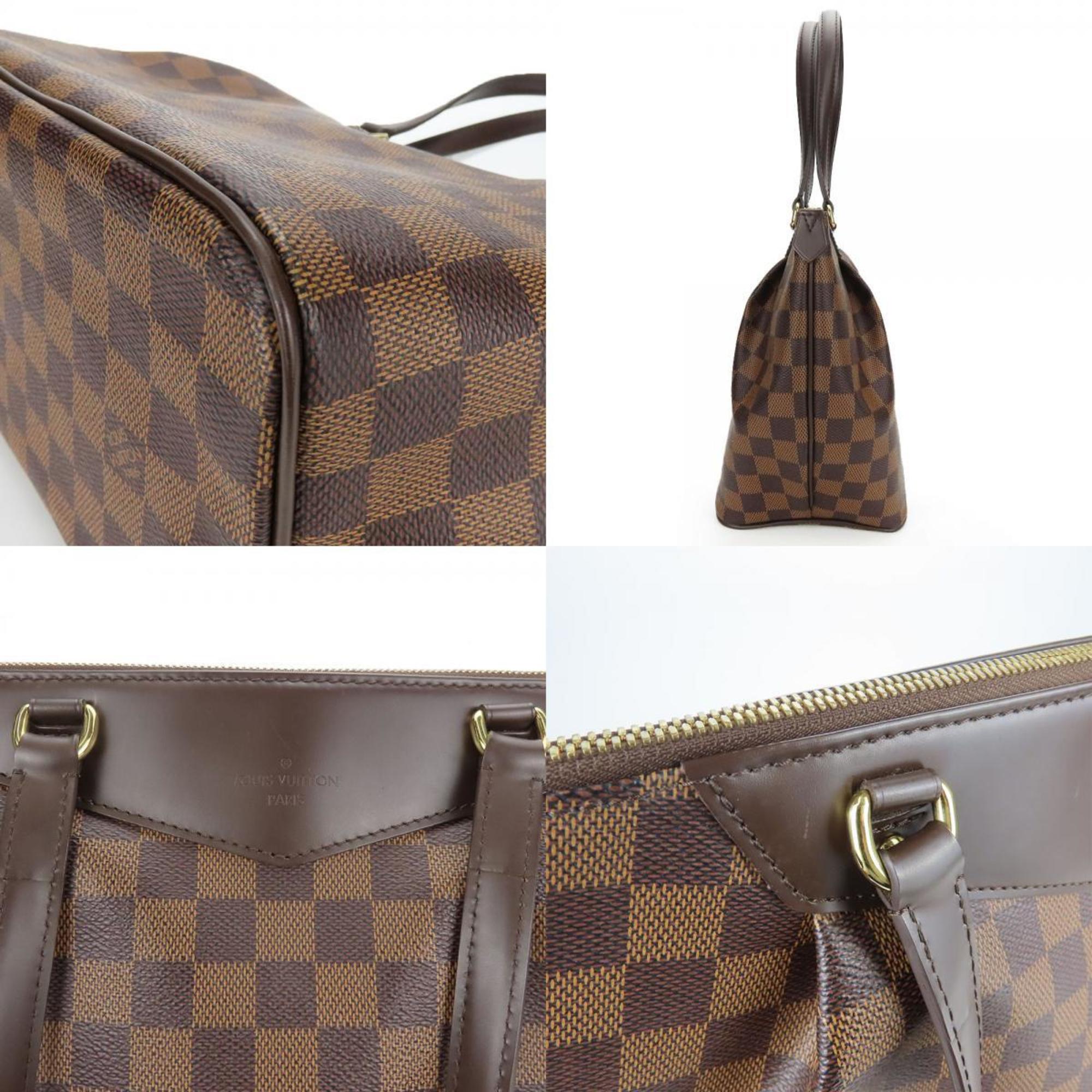 Louis Vuitton Brown Damier Canvas Leather Tote Bag (Pre-Owned)