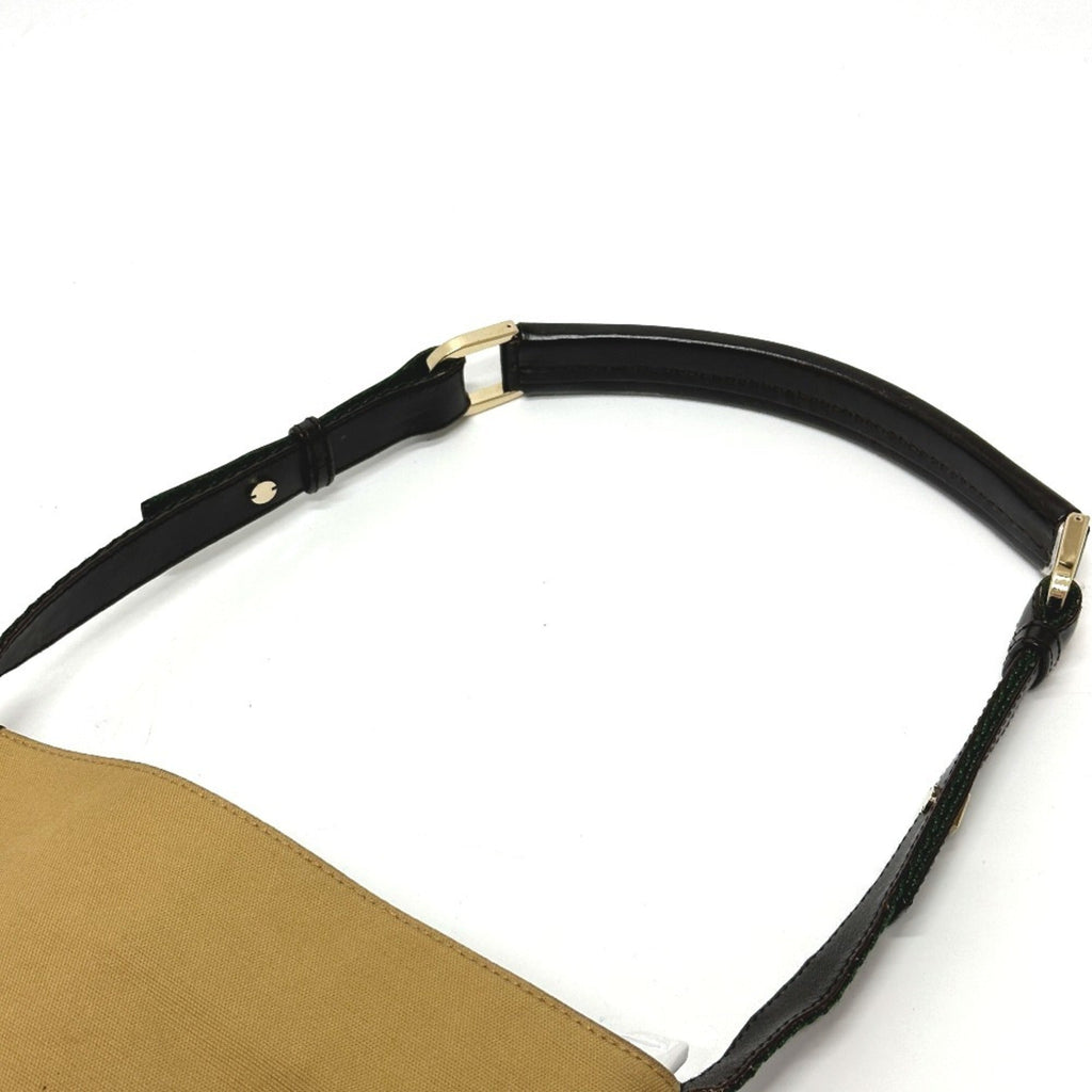 Gucci Beige Leather Canvas Shoulder Bag (Pre-Owned)