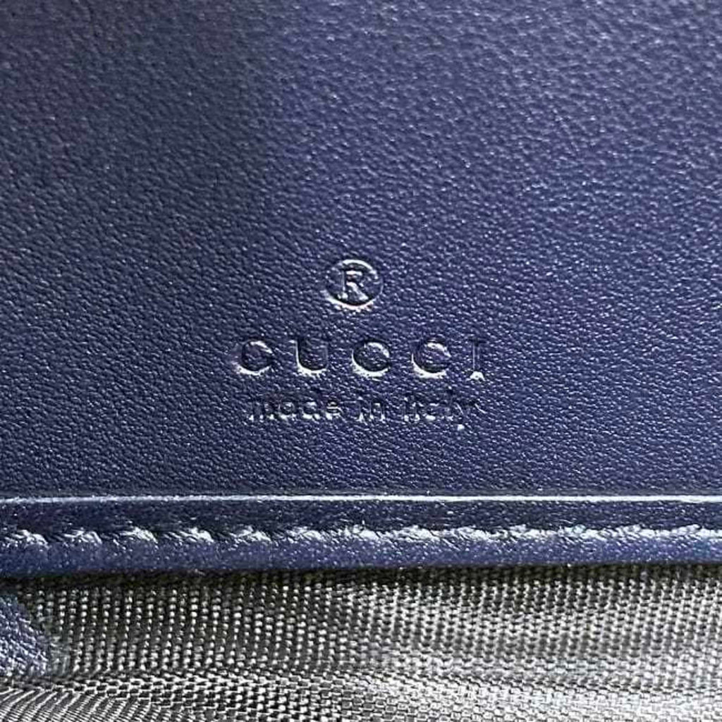 Gucci Navy Leather Long Wallet (Bi-Fold) (Pre-Owned)