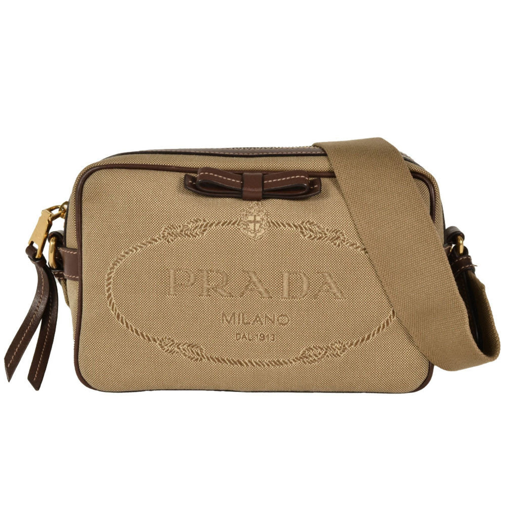 Prada Beige Jacquard Shoulder Bag (Pre-Owned)