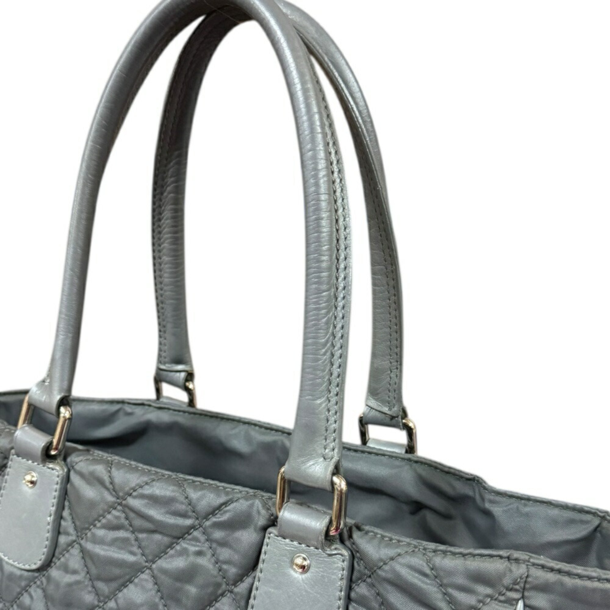 Chanel Gray Nylon Leather Tote Bag (Pre-Owned)