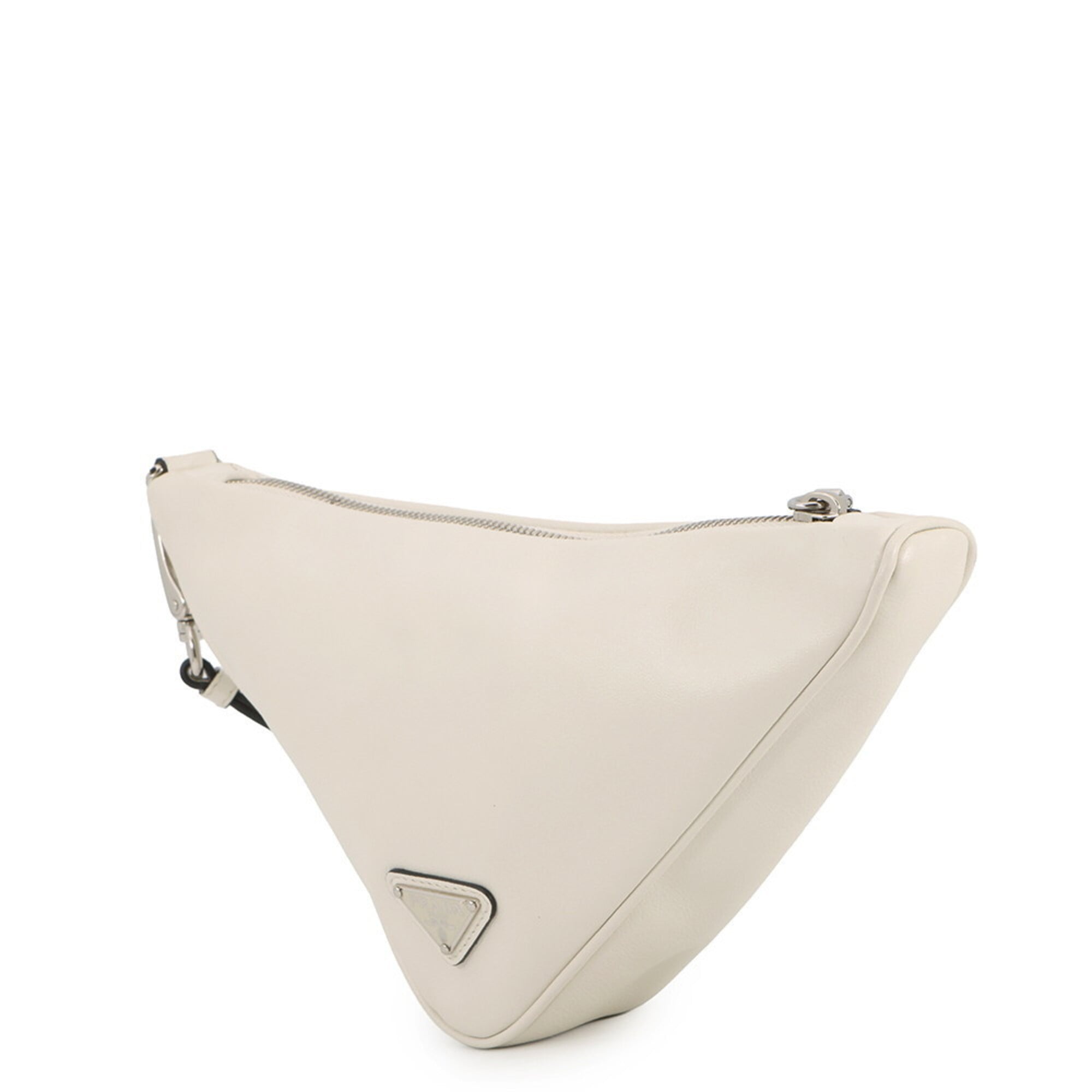 Prada White Leather Clutch Bag Handbag Pouch (Pre-Owned)