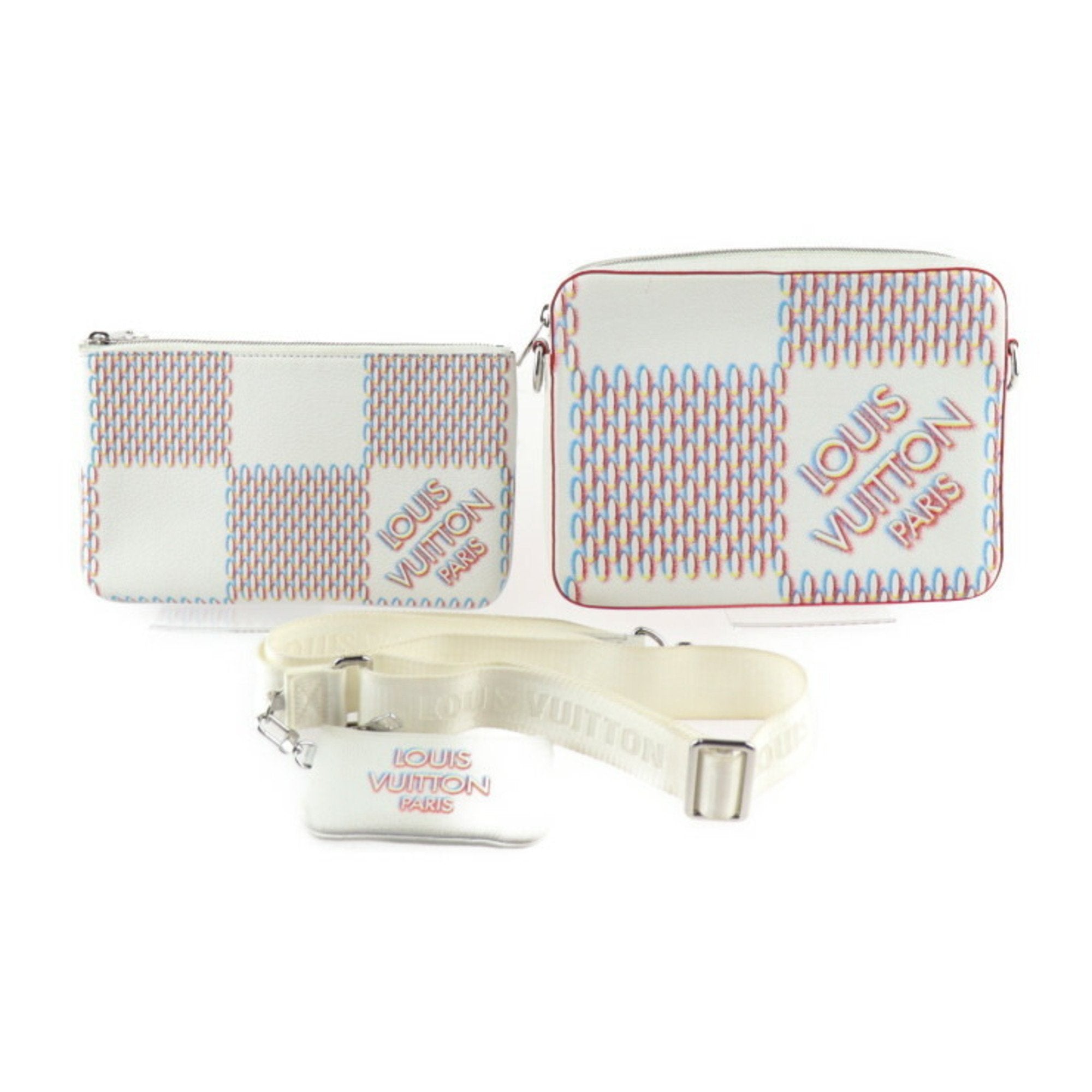 Louis Vuitton Blanc Multi-Color White Leather Pouch Shoulder Bag (Pre-Owned)
