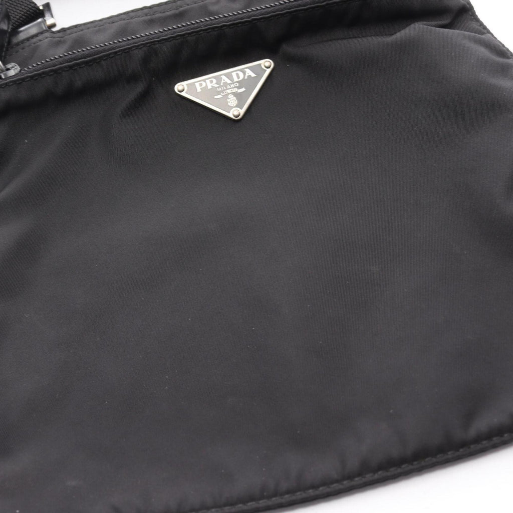 Prada Black Nylon Leather Handbag Shoulder Bag (Pre-Owned)