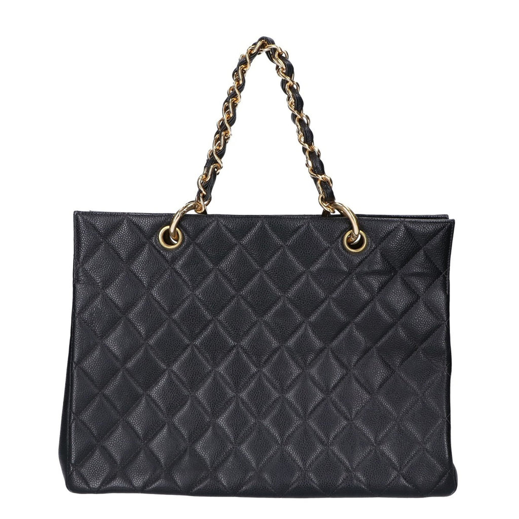Chanel Black Grained Calfskin Handbag Tote Bag (Pre-Owned)