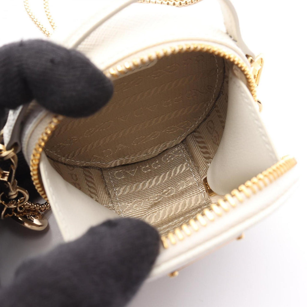 Prada Saffiano White Saffiano Triangle Pouch Shoulder Bag (Pre-Owned)
