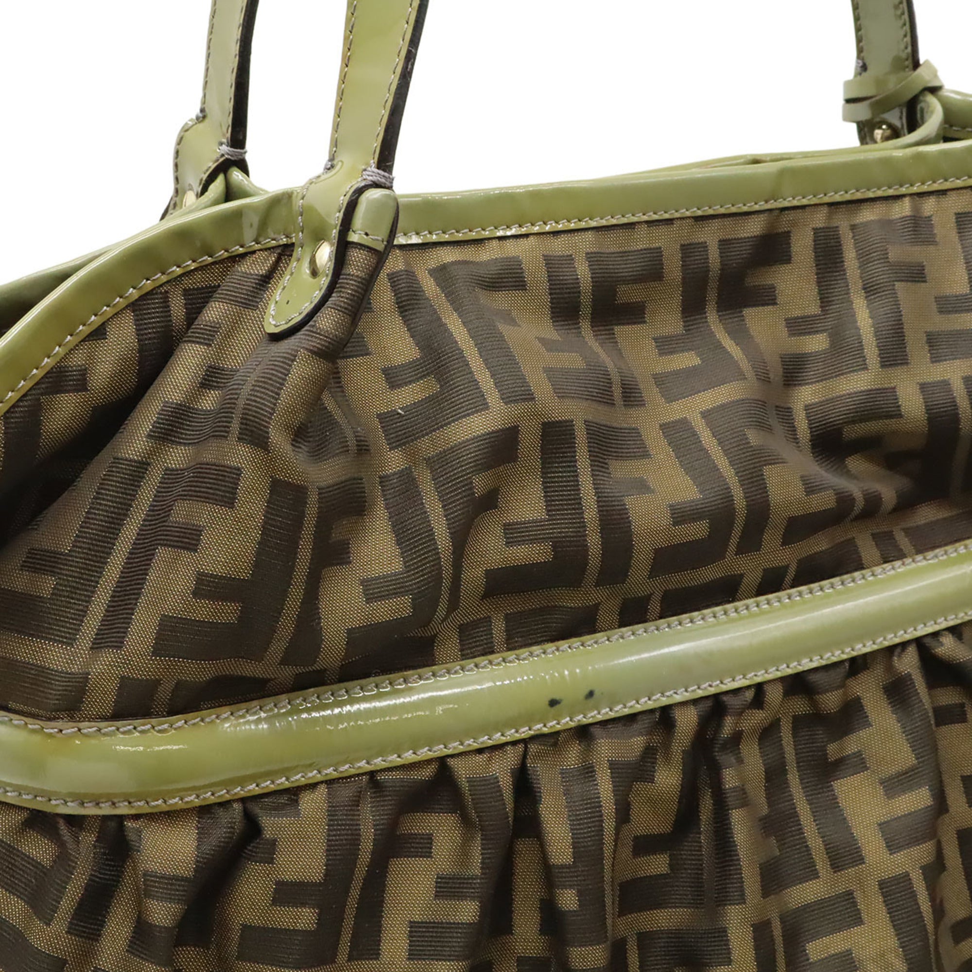 Fendi Brown Dark Brown Khaki Khaki Brown Zucca Nylon Canvas Shoulder Bag Tote Bag (Pre-Owned)