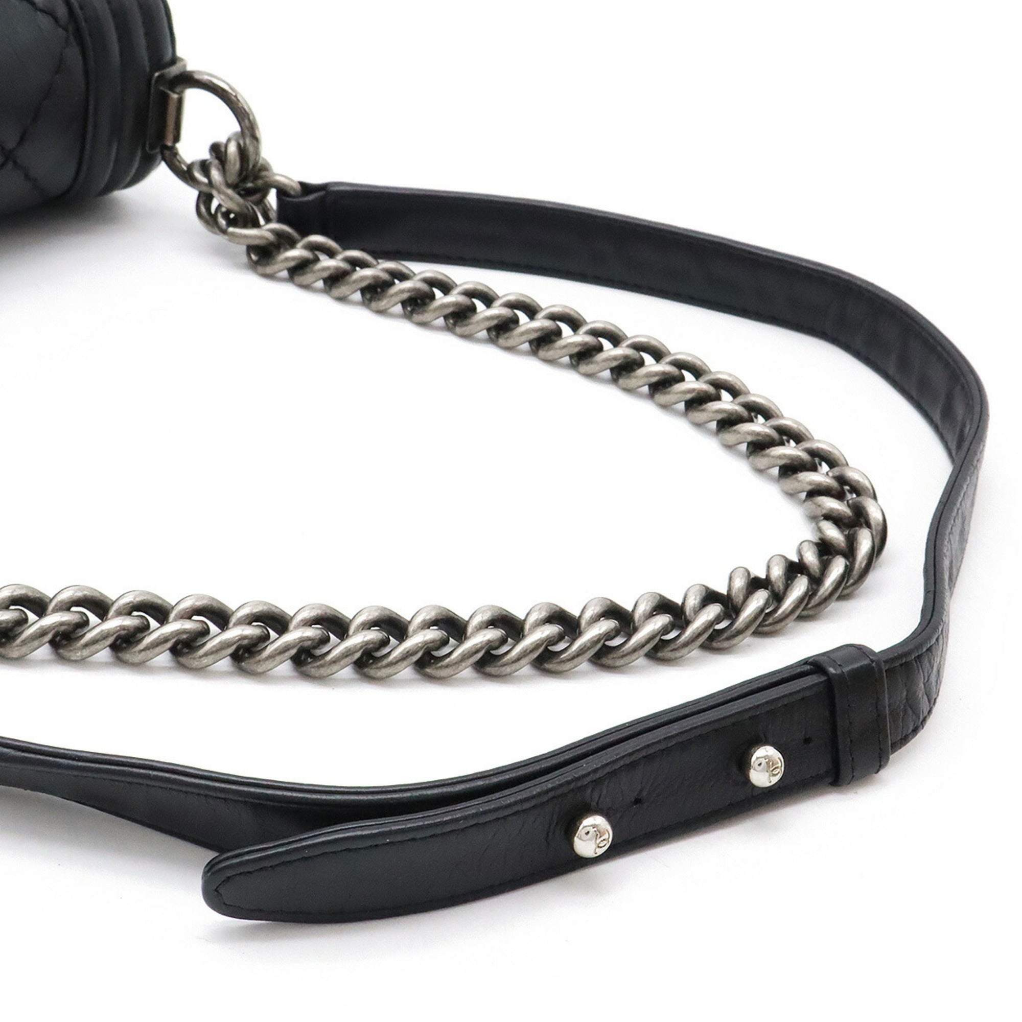 Chanel Wild Stitch Black Leather Shoulder Bag (Pre-Owned)