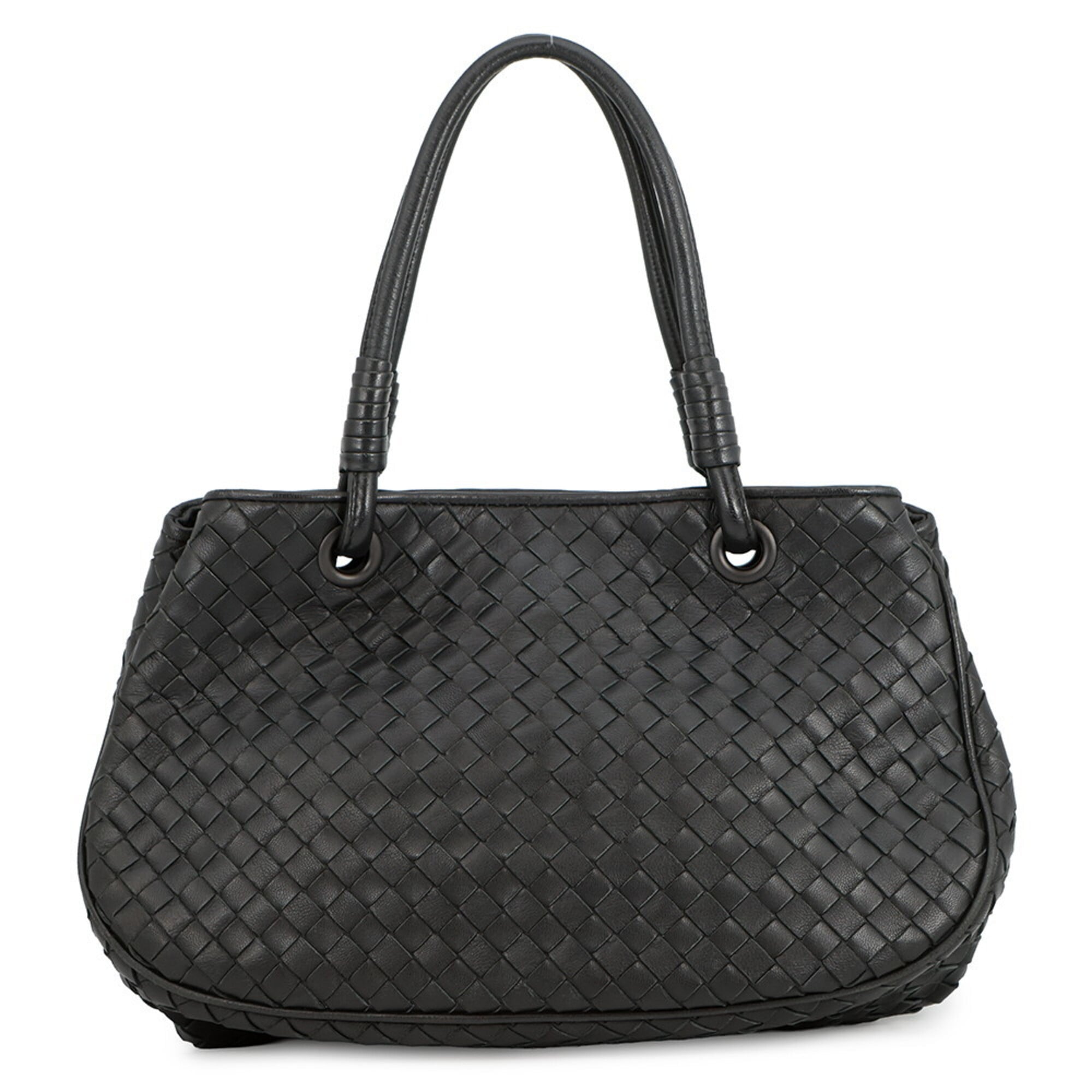 Bottega Veneta Intrecciato Black Leather Handbag (Pre-Owned)