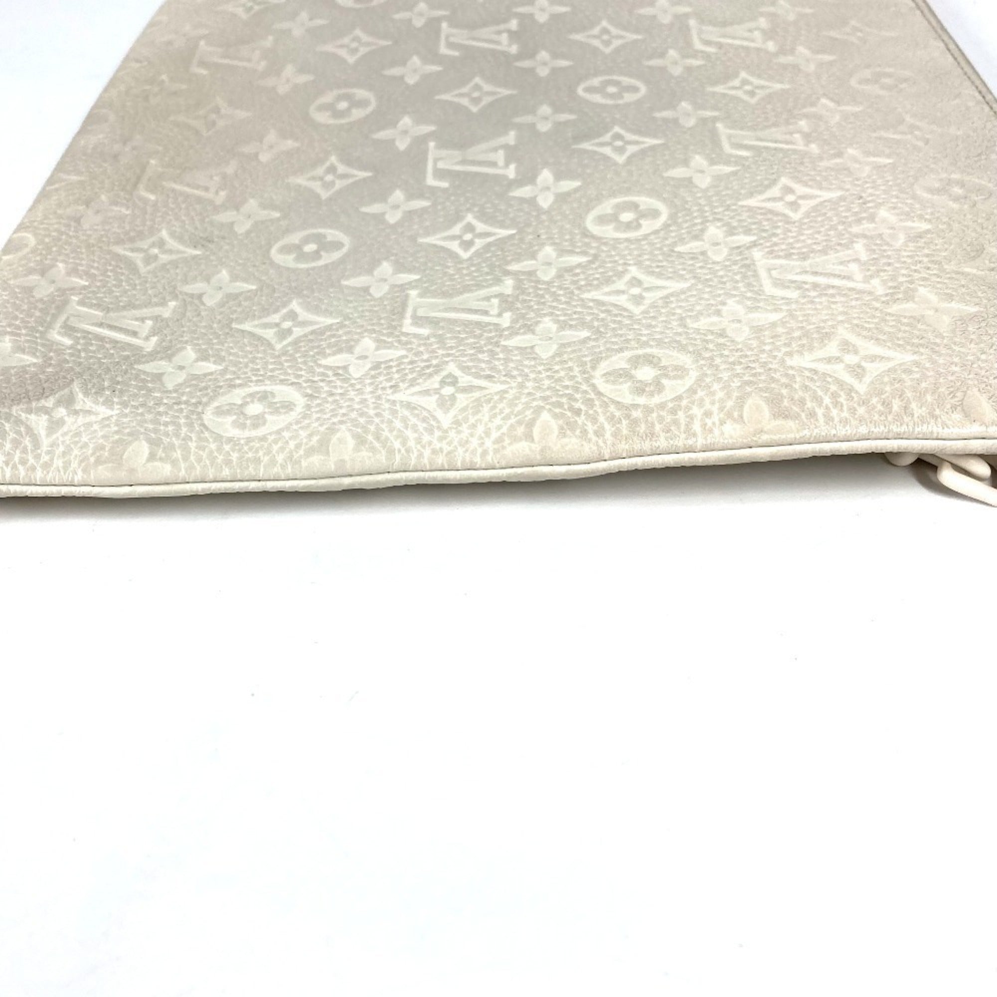 Louis Vuitton White Leather Clutch Bag Pochette Pouch (Pre-Owned)