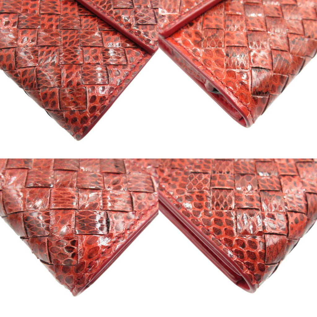 Bottega Veneta Red Color Intrecciato Long Wallet (Bi-Fold) (Pre-Owned)