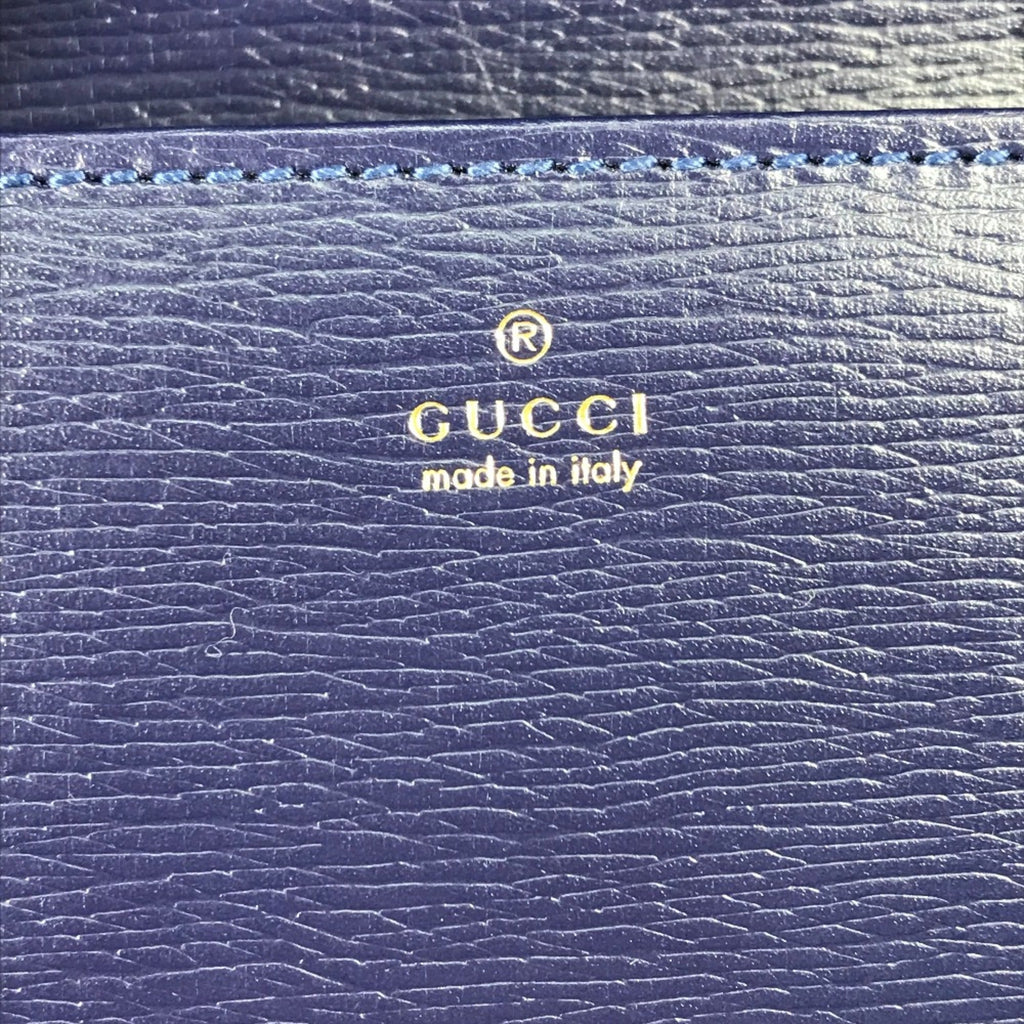 Gucci Navy Leather Long Wallet (Bi-Fold) (Pre-Owned)