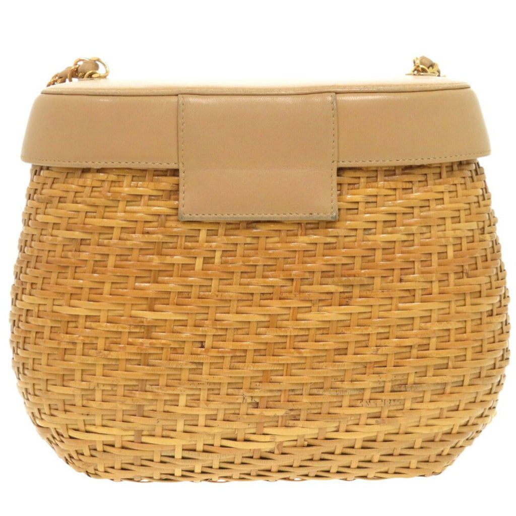Chanel Beige Straw Leather Shoulder Bag (Pre-Owned)