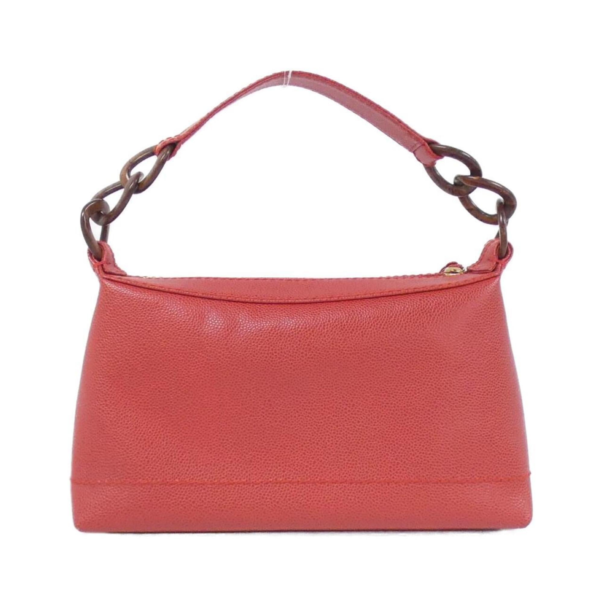 Chanel Red Color Grained Calfskin Handbag (Pre-Owned)