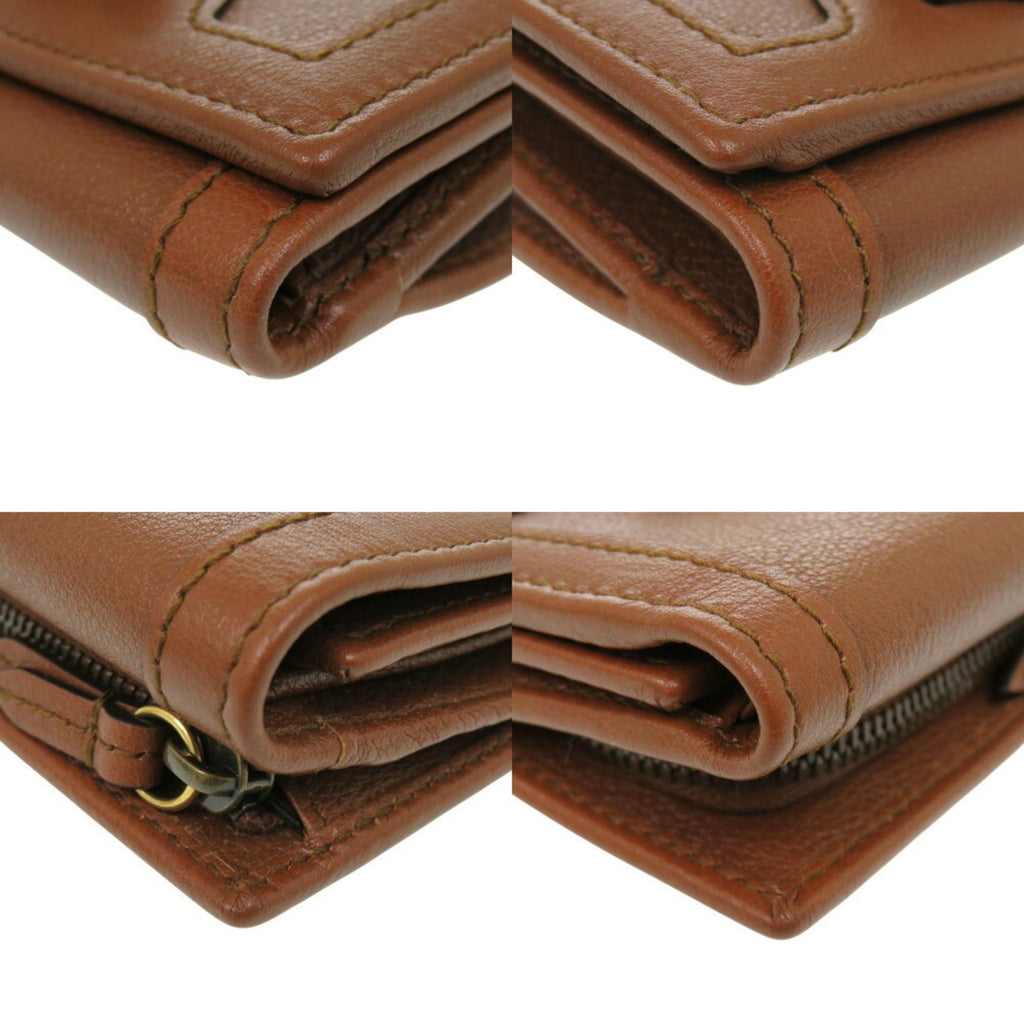 Gucci Bamboo Brown Leather Wallet (Tri-Fold) (Pre-Owned)