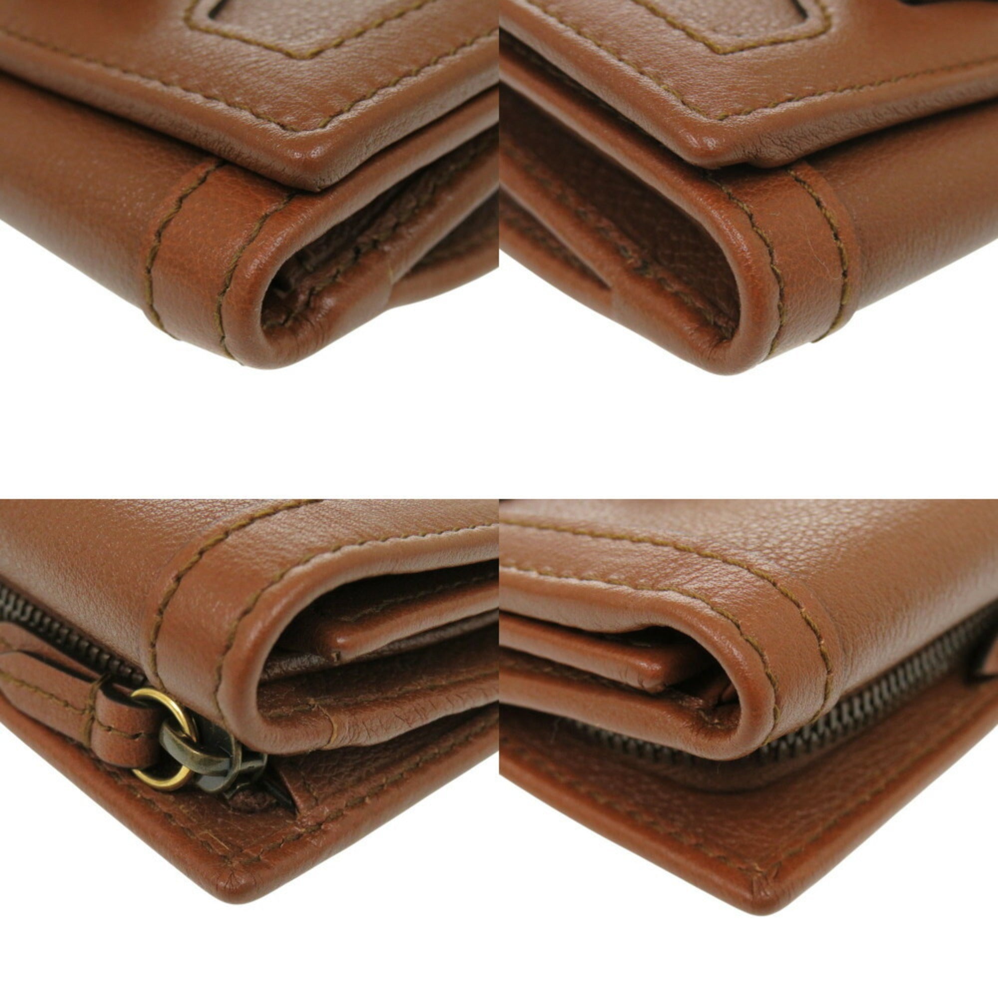 Gucci Bamboo Brown Leather Wallet (Tri-Fold) (Pre-Owned)