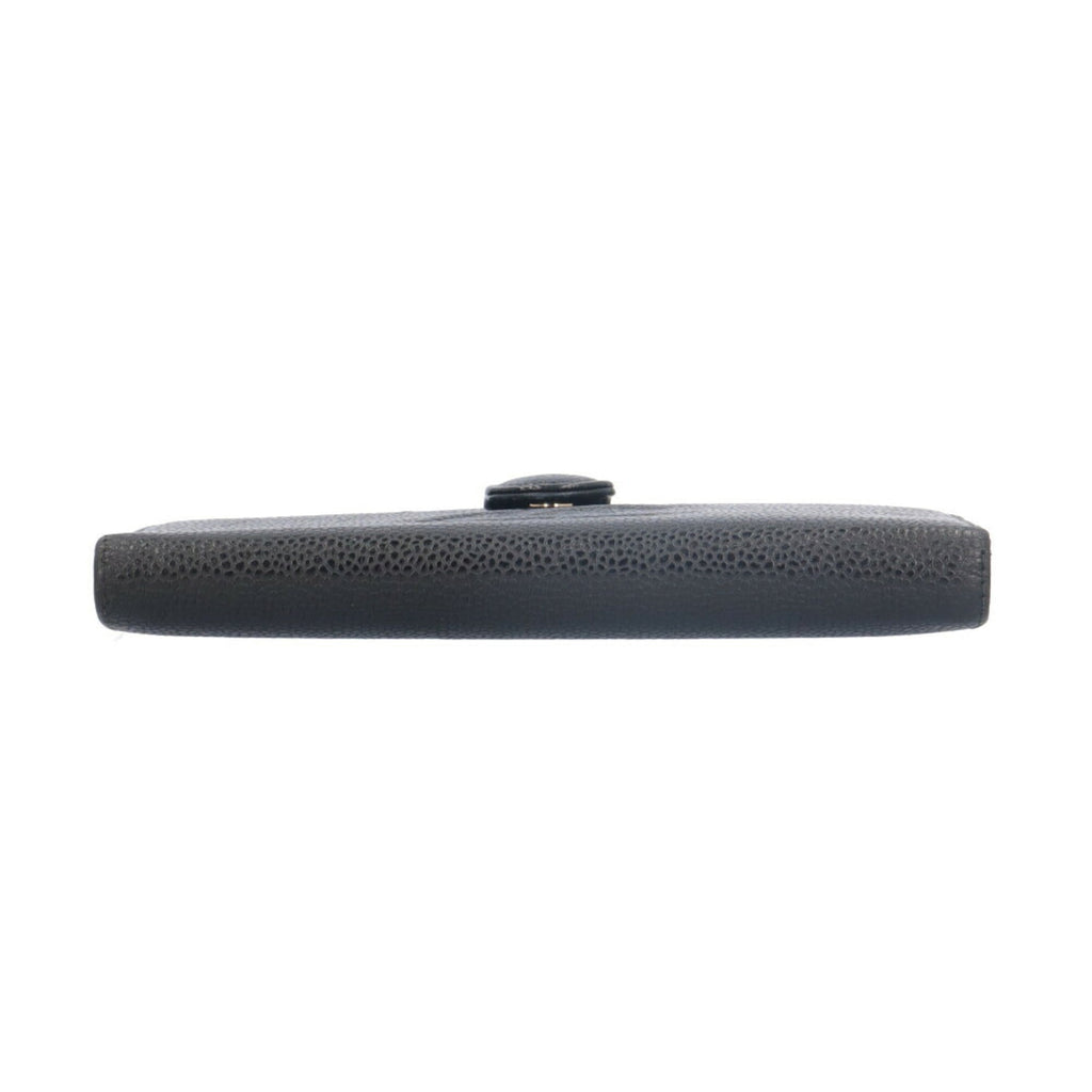 Chanel Black Grained Calfskin Long Wallet (Bi-Fold) (Pre-Owned)