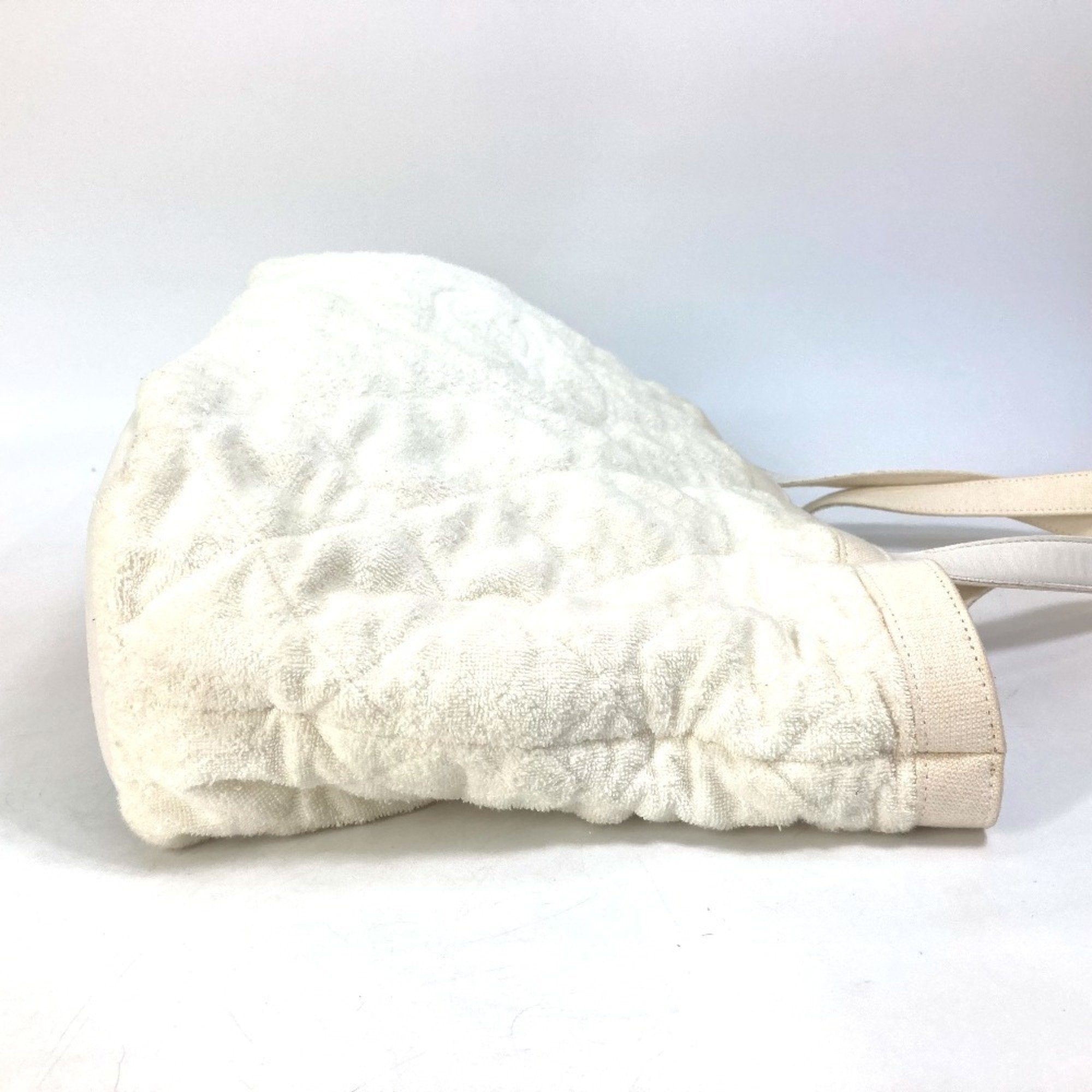 Chanel White Cotton Leather Beach Bag Shoulder Bag Tote Bag (Pre-Owned)