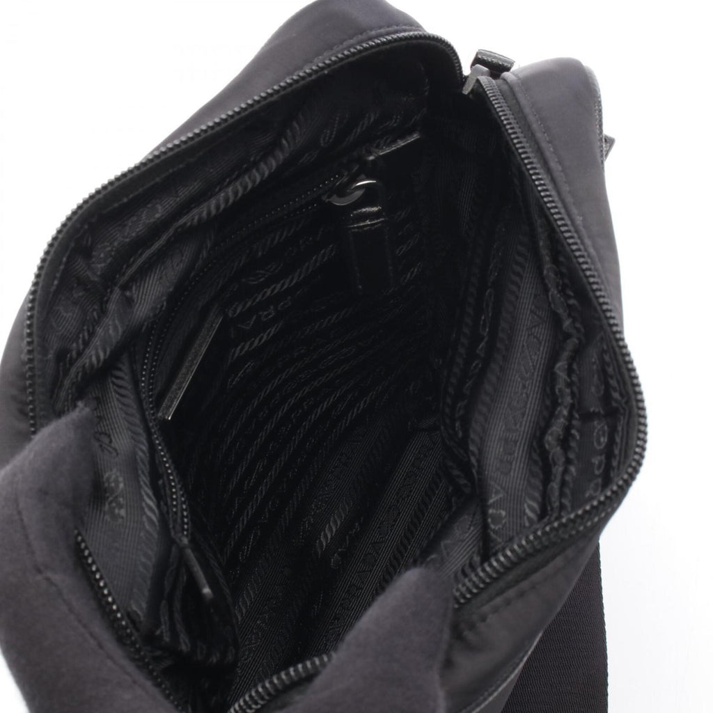 Prada Black Nylon Leather Handbag Shoulder Bag (Pre-Owned)