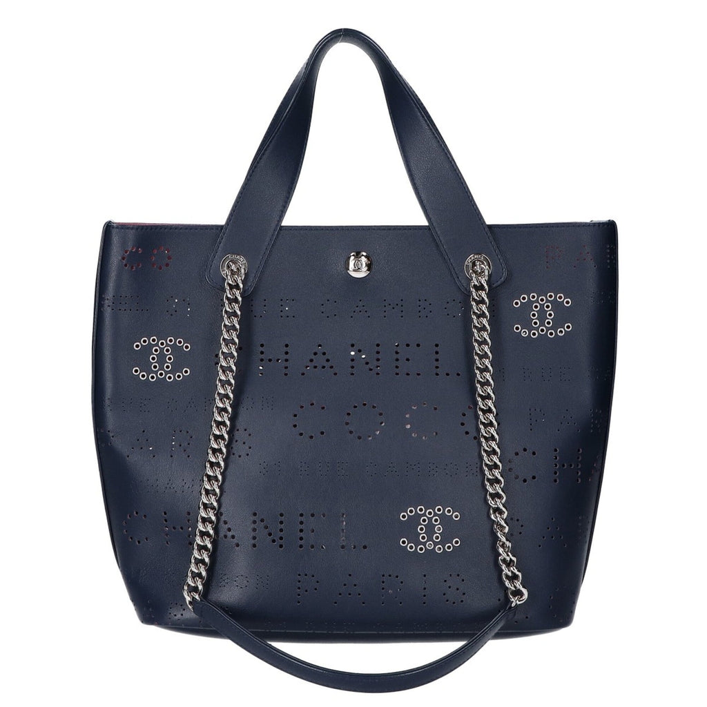 Chanel Navy Leather Handbag (Pre-Owned)
