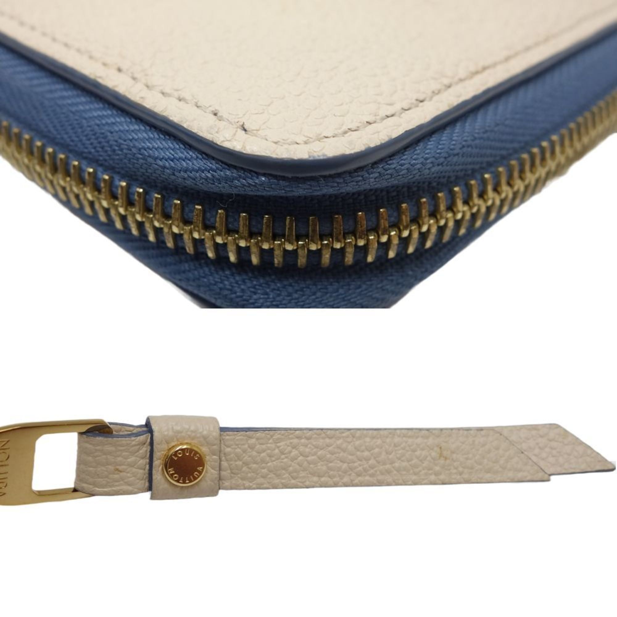 Louis Vuitton Blue Jean Cream Leather Long Wallet (Bi-Fold) (Pre-Owned)