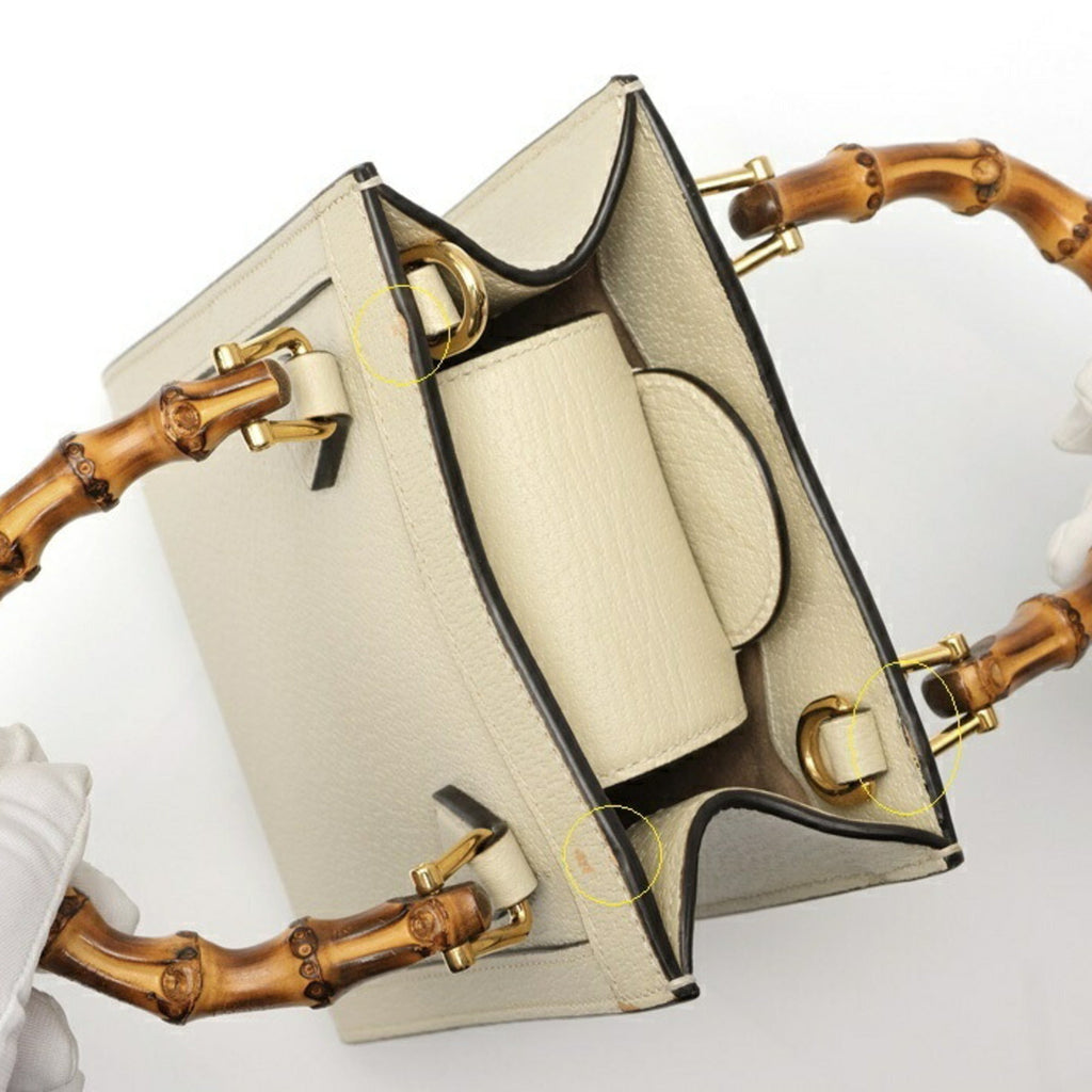 Gucci White Leather Shoulder Bag Tote Bag (Pre-Owned)