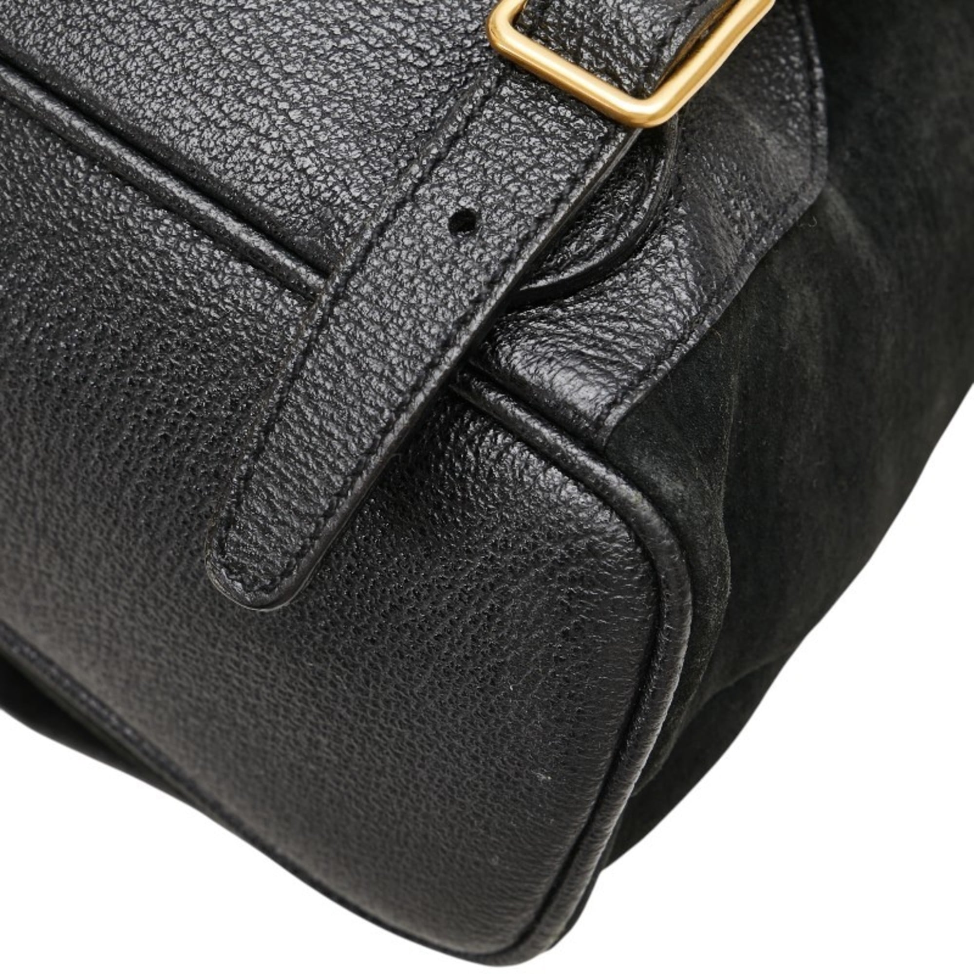 Gucci Bamboo Black Suede Leather Backpack (Pre-Owned)