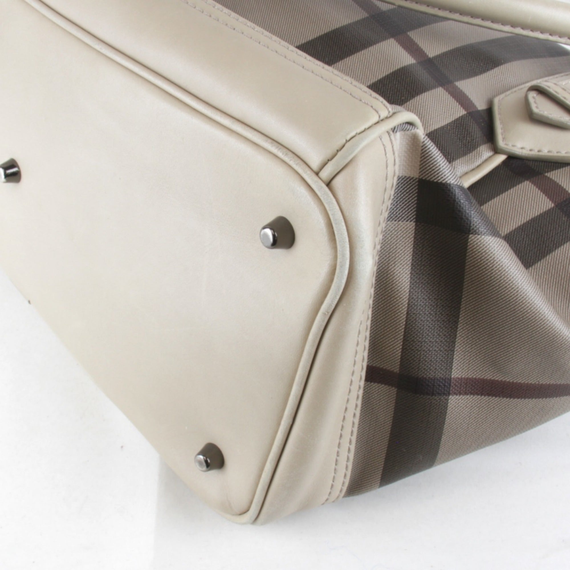 Burberry Beige Pvc Handbag Tote Bag (Pre-Owned)