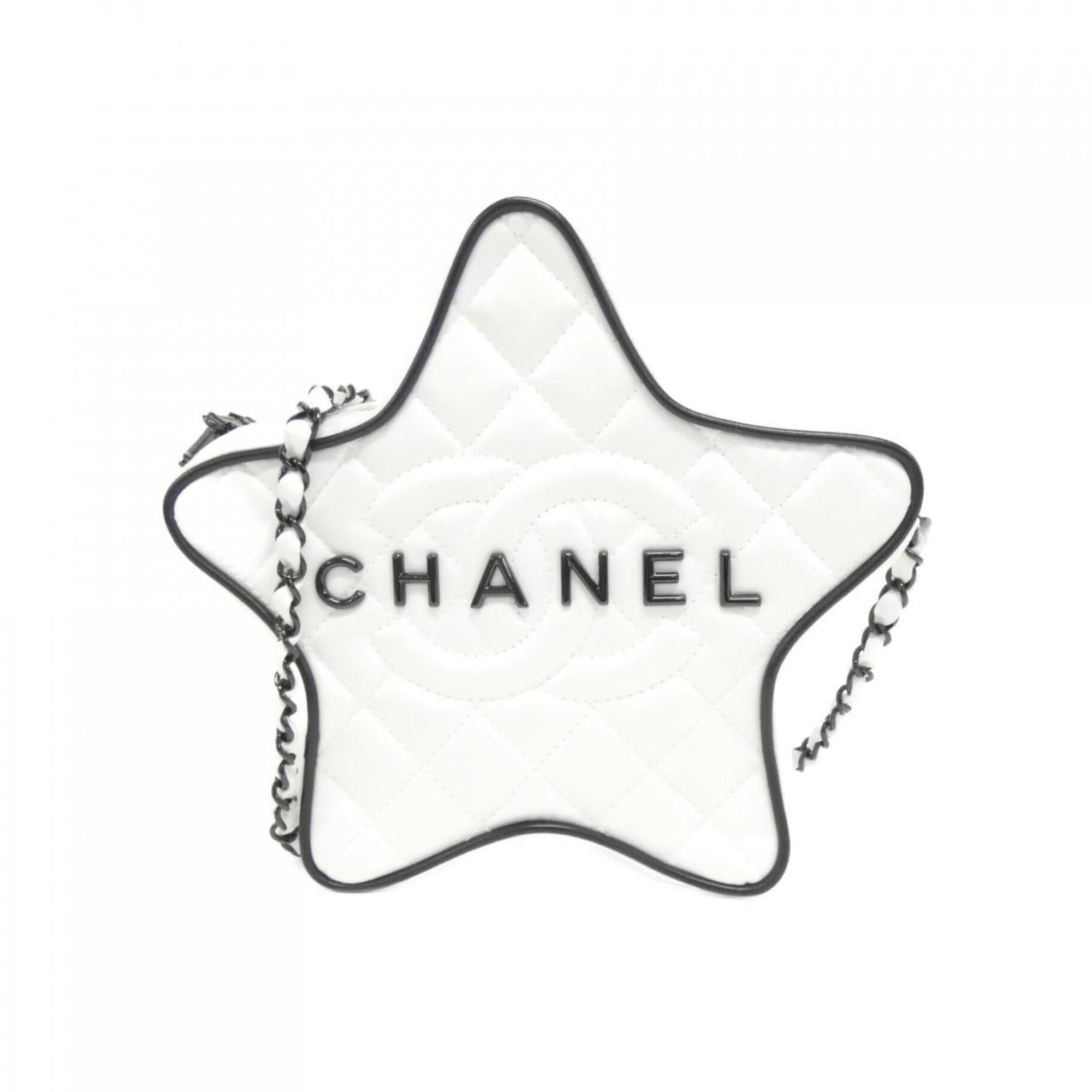 Chanel Black White Satin Shoulder Bag (Pre-Owned)