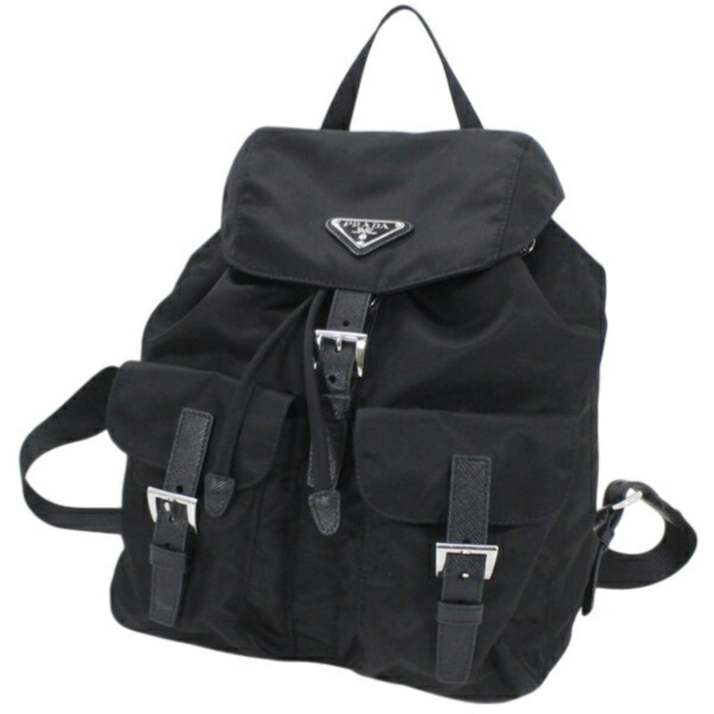 Prada Black Nero Nylon Leather Backpack (Pre-Owned)